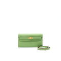 HERMES KELLY TO GO VERSO VERT CRIQUET AND BLUE BRUME GHW