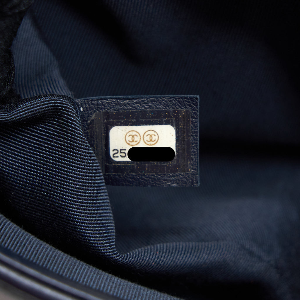 CHANEL MEDIUM BOY BAG CALFSKIN NAVY LGHW