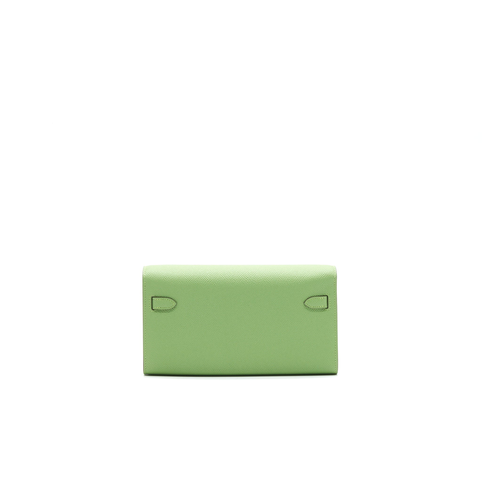 HERMES KELLY TO GO VERSO VERT CRIQUET AND BLUE BRUME GHW