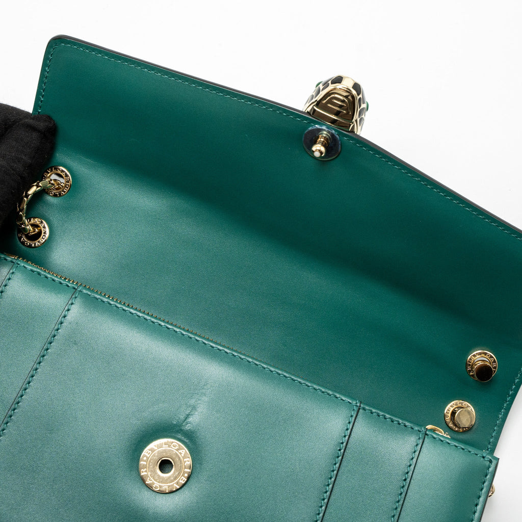 BVLGARI SERPENTI FOREVER SHOULDER BAG CALFSKIN GREEN LGHW