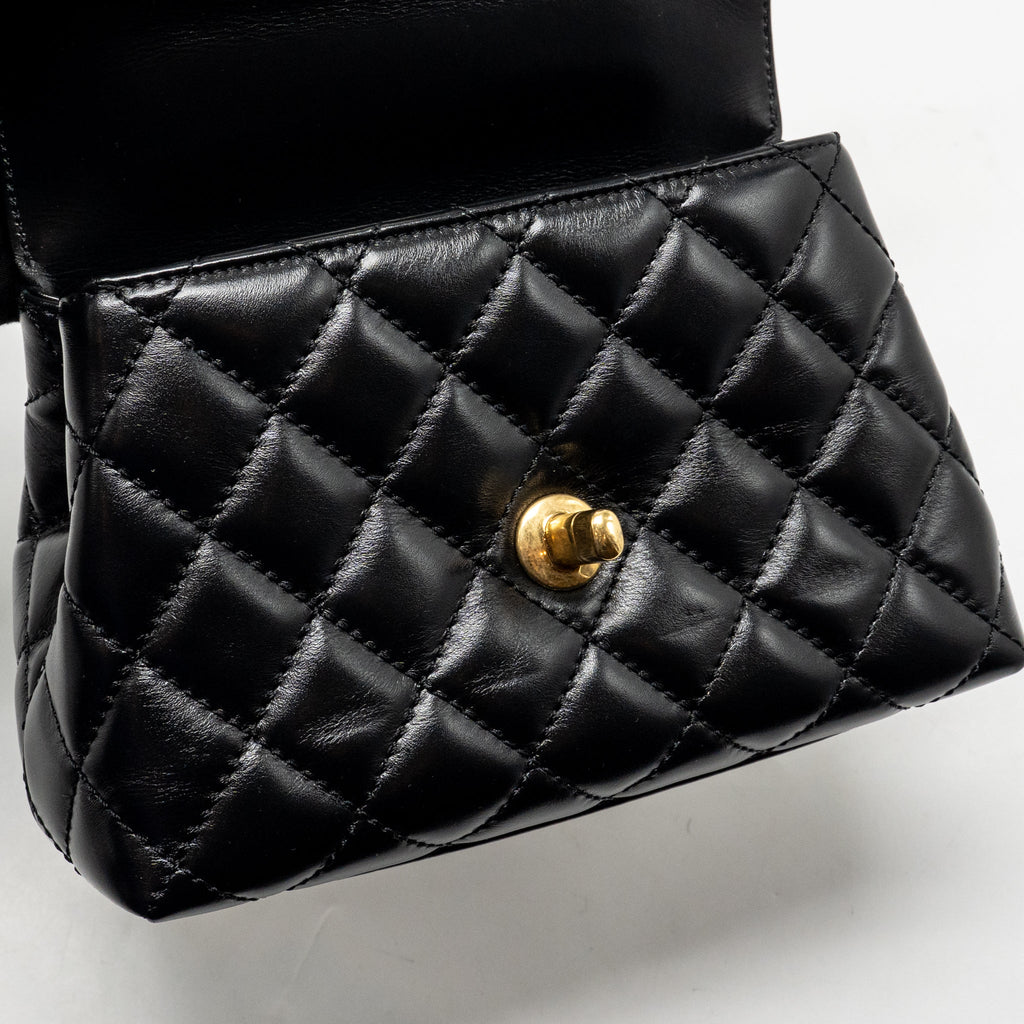 CHANEL METAL TOP HANDLE COCO HANDLE MINI SHINY CALFSKIN BLACK GHW (MICROCHIP)