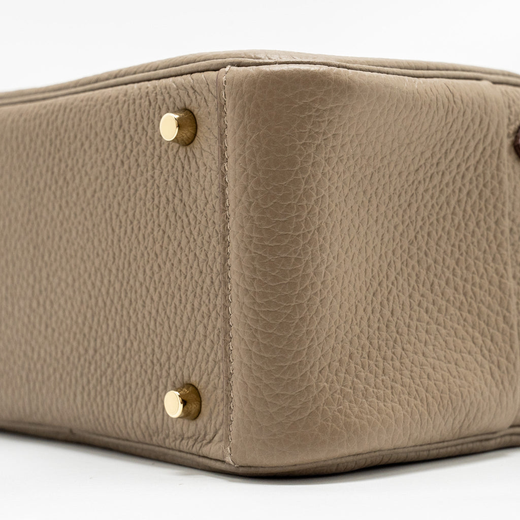 HERMES MINI LINDY CLEMENCE ETOUPE WITH CHAI-NATA-BLUE BRUME STRAP GHW