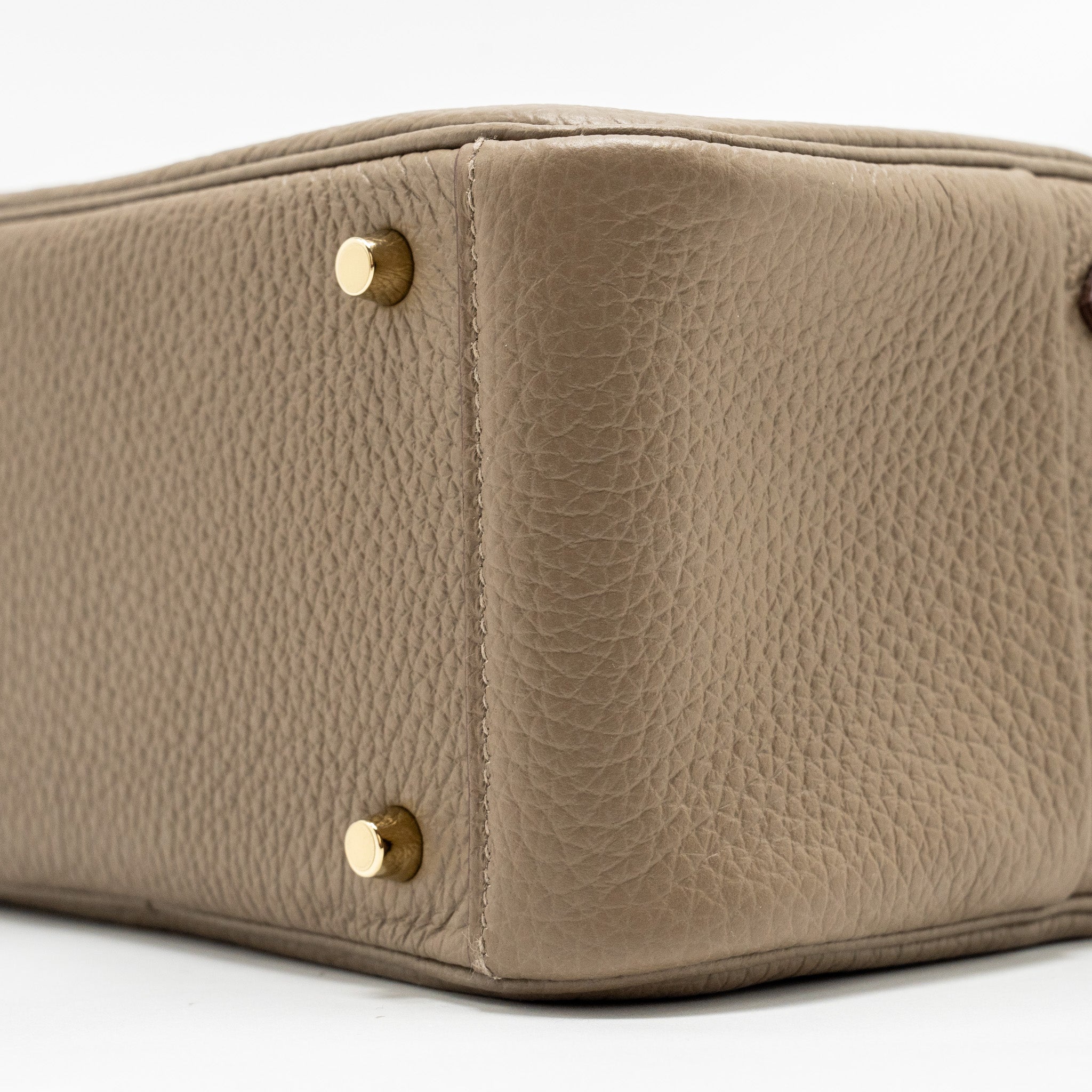 HERMES MINI LINDY CLEMENCE ETOUPE WITH CHAI-NATA-BLUE BRUME STRAP GHW