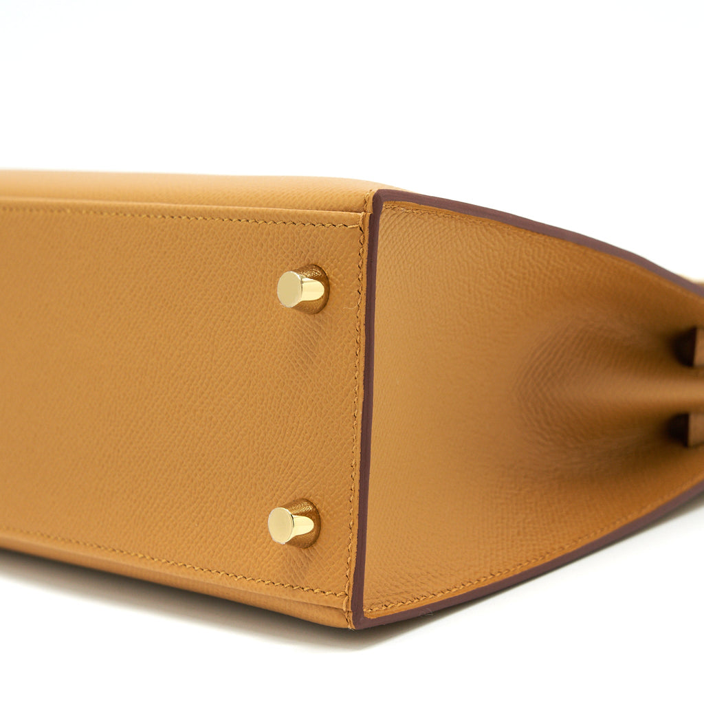 HERMES KELLY 25 SELLIER EPSOM LEATHER SESAME GHW