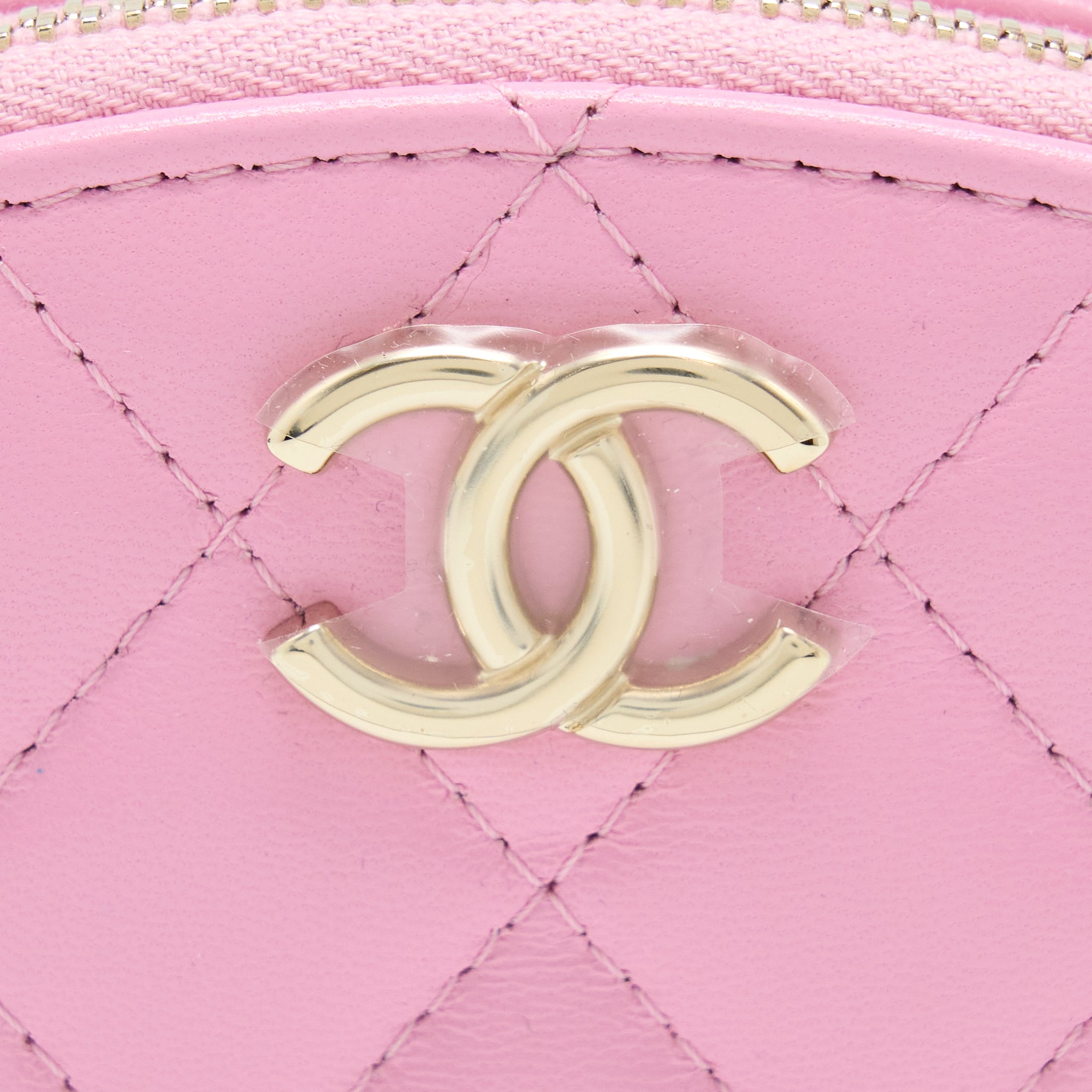 CHANEL 22S TOP HANDLE MINI ROUND VANITY CLUTCH LAMBSKIN PINK LGHW