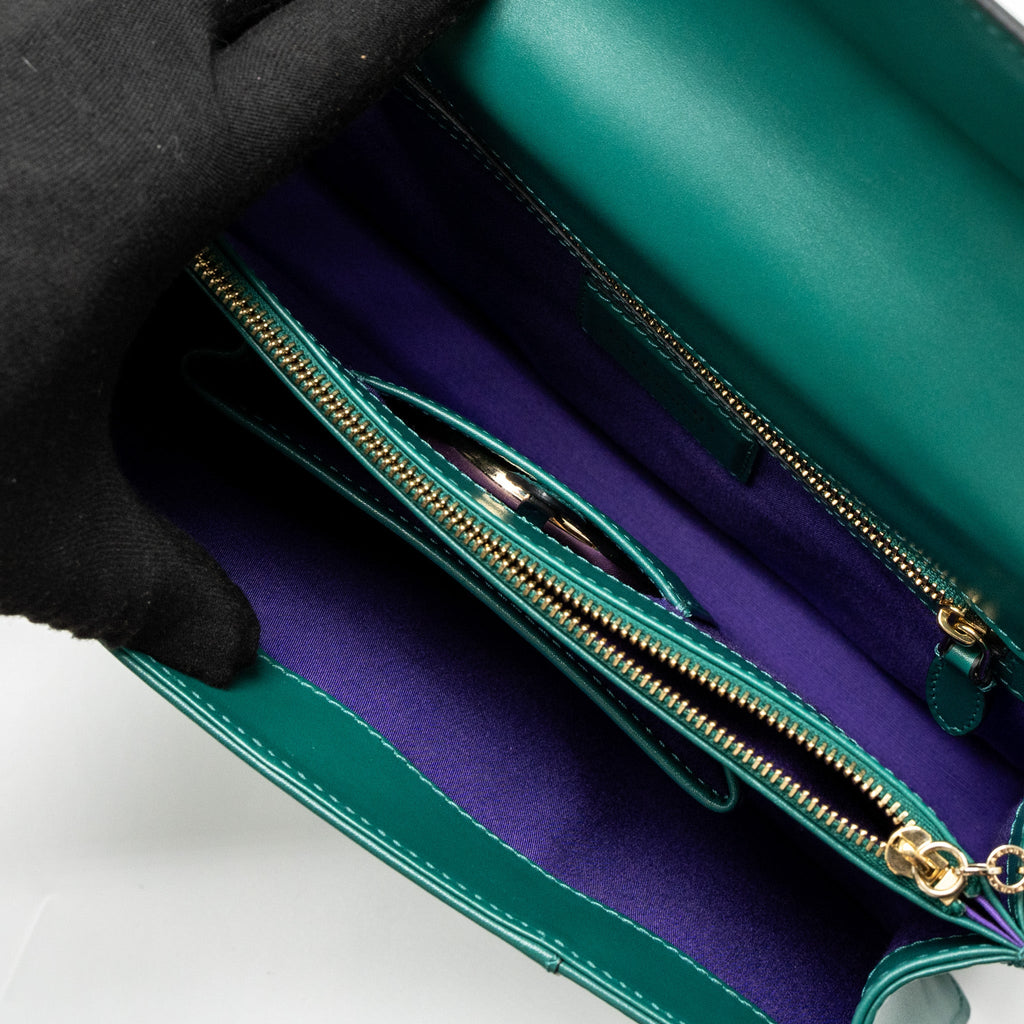 BVLGARI SERPENTI FOREVER SHOULDER BAG CALFSKIN GREEN LGHW