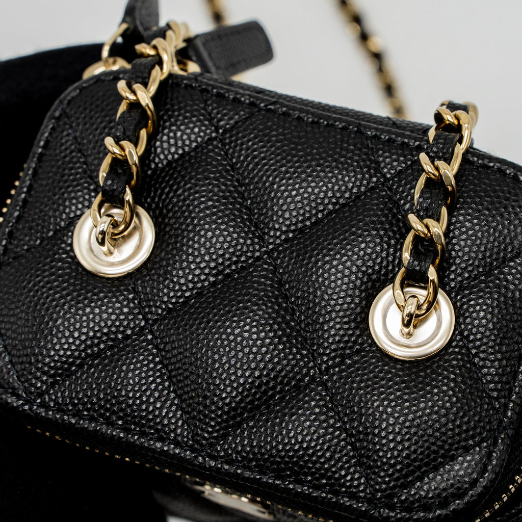 CHANEL MINI VANITY WITH CHAIN CAVIAR BLACK LGHW (MICROCHIP)
