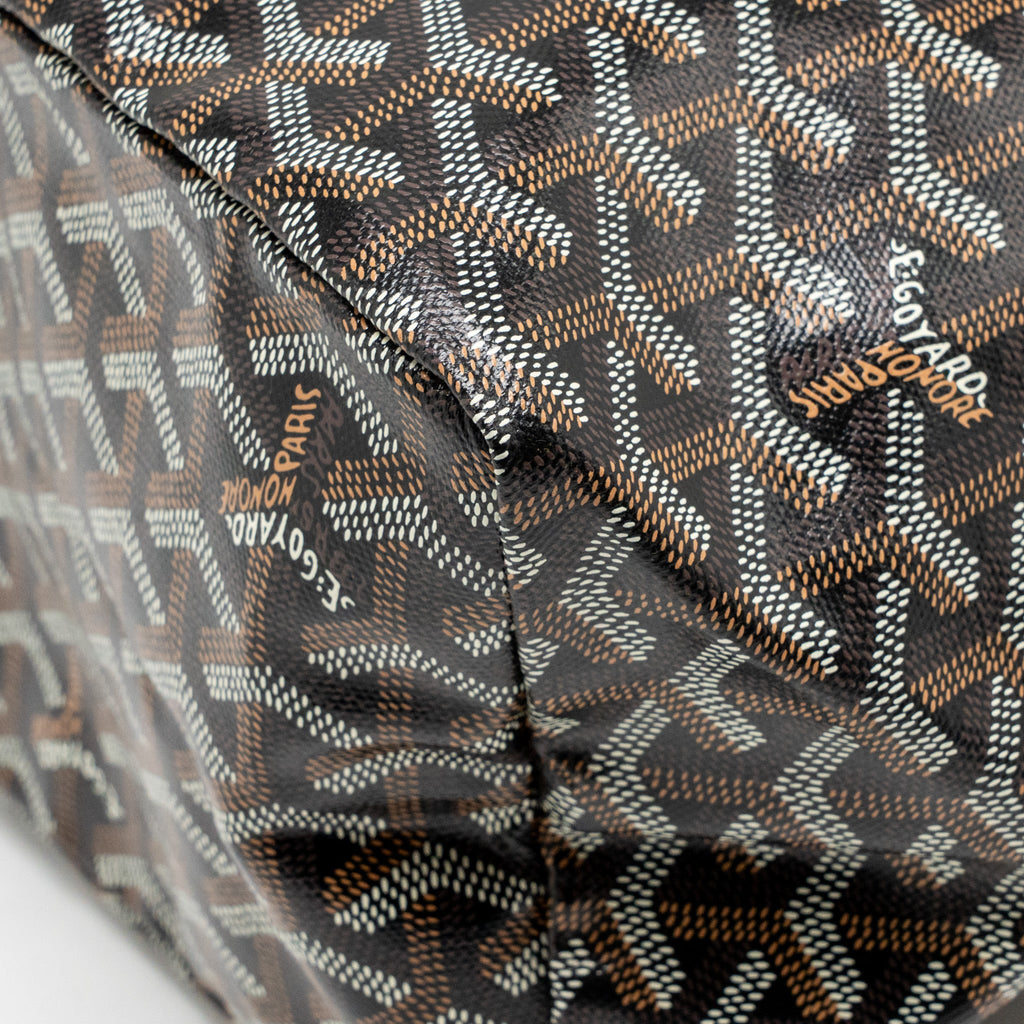 GOYARD SAINT LOUIS PM BAG GOYARDINE CANVAS/CALFSKIN BLACK SHW