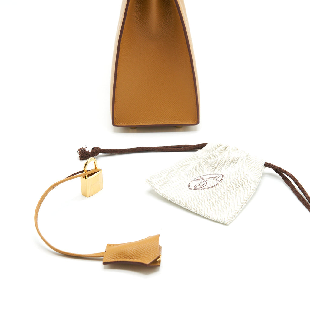HERMES KELLY 25 SELLIER EPSOM LEATHER SESAME GHW