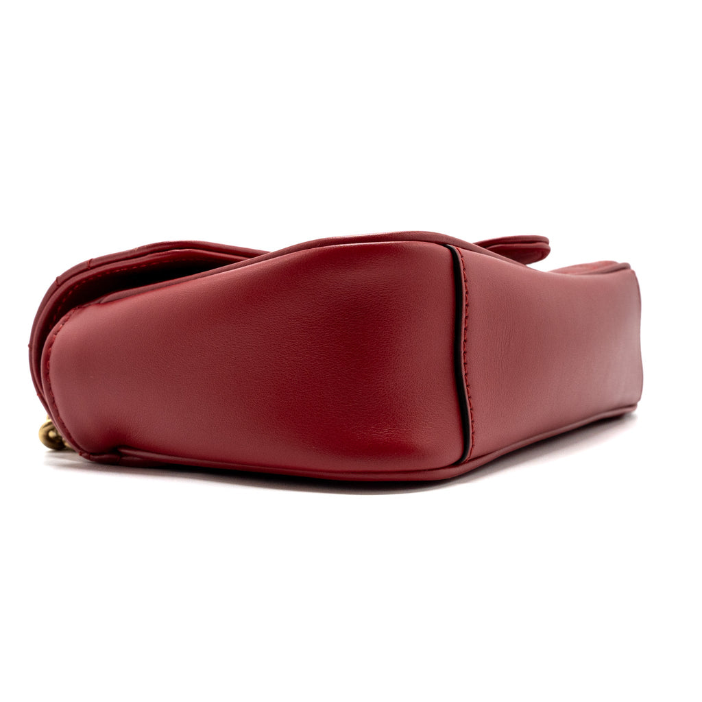 GUCCI SMALL GG MARMONT SHOULDER BAG CALFSKIN RED GHW