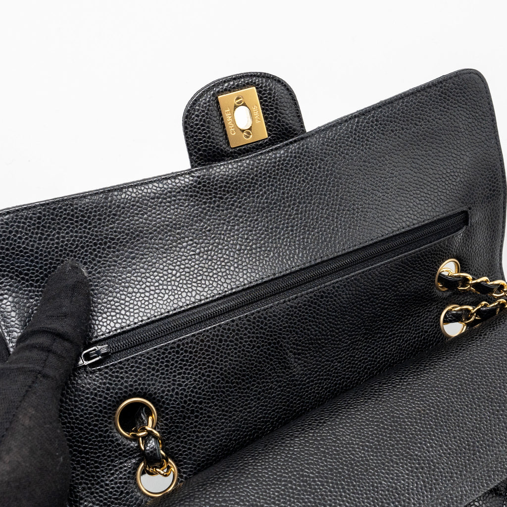 CHANEL MEDIUM CLASSIC DOUBLE FLAP BAG CAVIAR BLACK GHW
