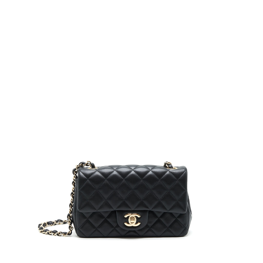 CHANEL MINI RECTANGULAR FLAP BAG LAMBSKIN BLACK LGHW