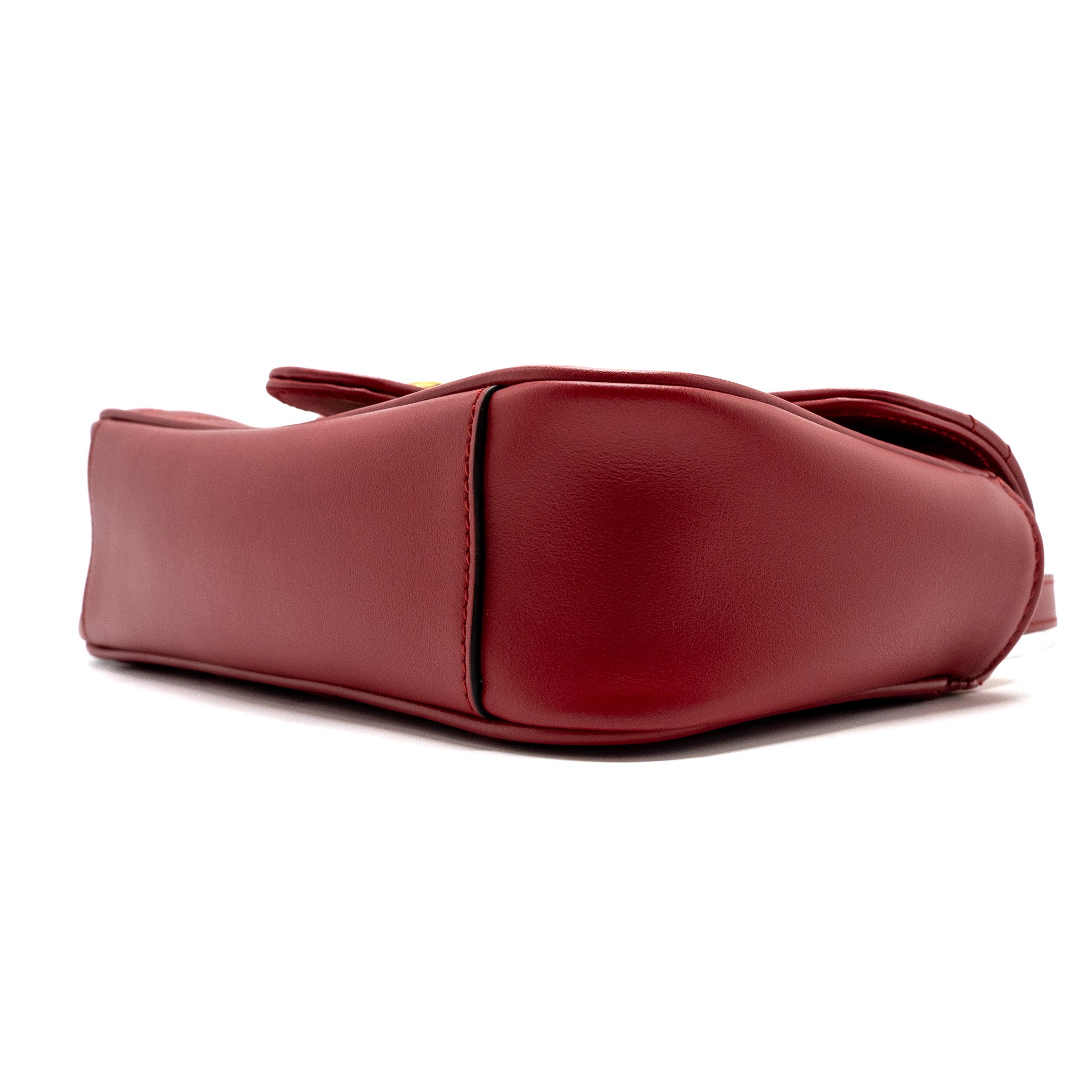 GUCCI SMALL GG MARMONT SHOULDER BAG CALFSKIN RED GHW