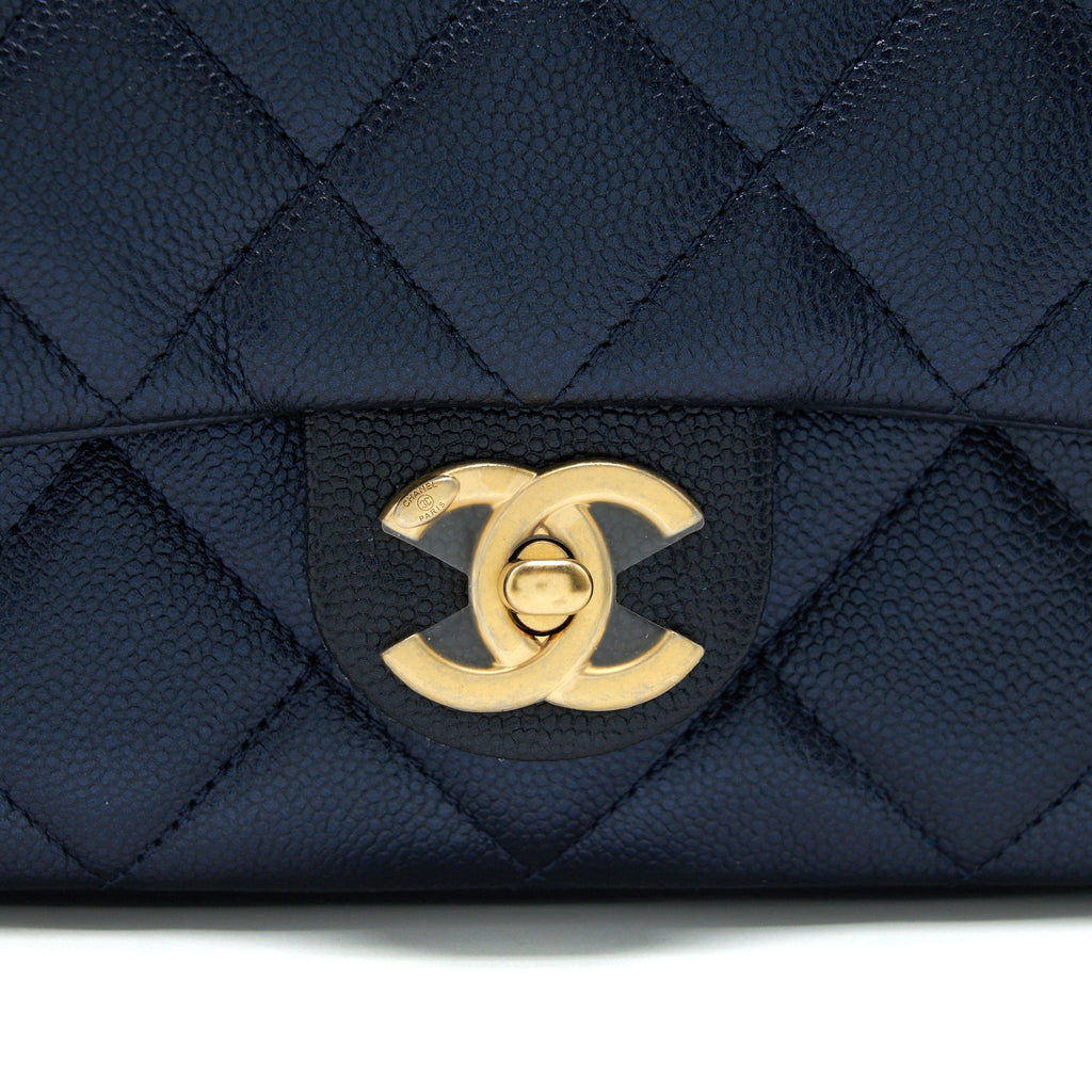 CHANEL 21K MY PERFECT MINI FLAP BAG CAVIAR BLACK GHW (MICROCHIP)