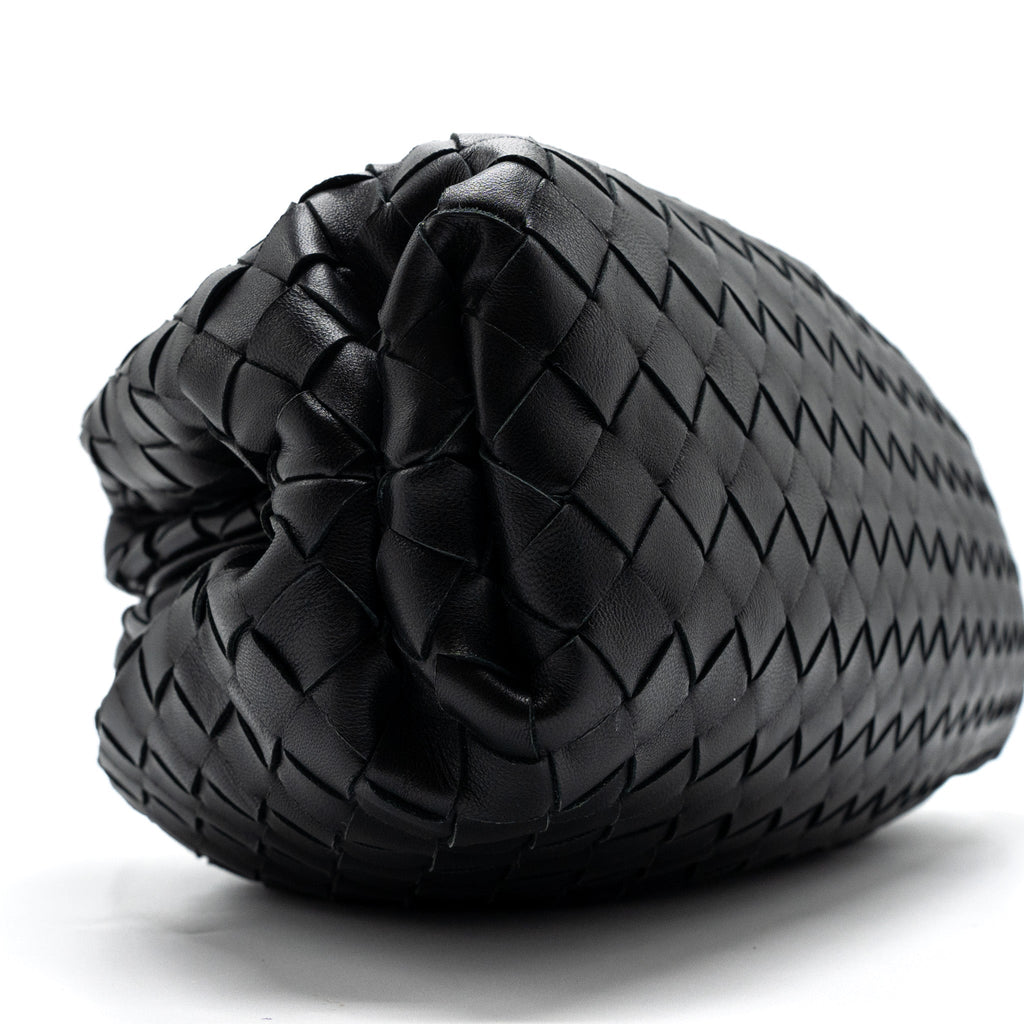 BOTTEGA VENETA POUCH INTRECCIATO LEATHER CLUTCH LAMBSKIN BLACK