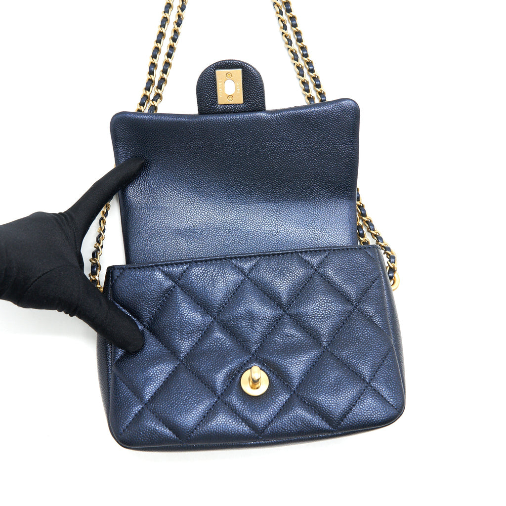 CHANEL 21K MY PERFECT MINI FLAP BAG CAVIAR BLACK GHW (MICROCHIP)