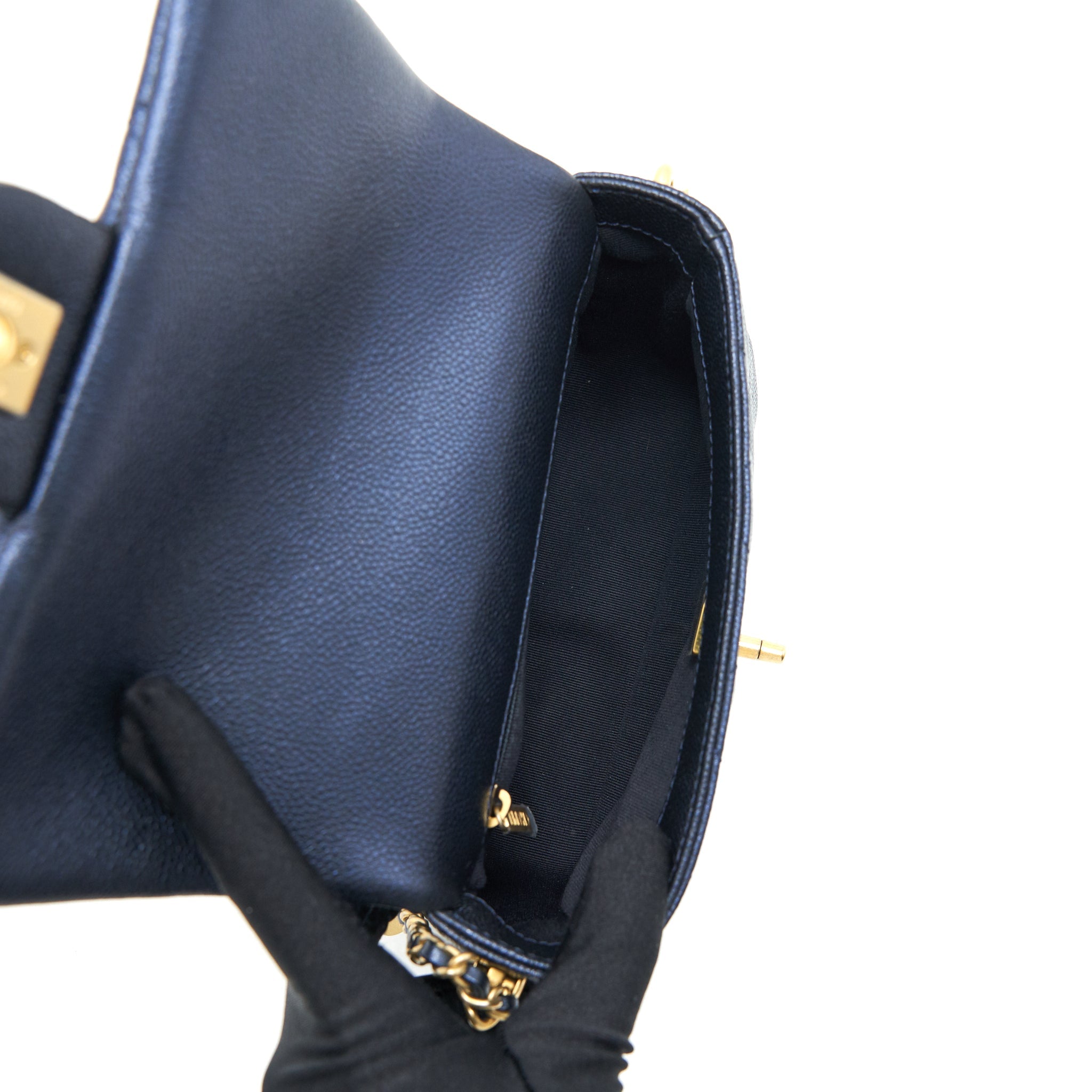 CHANEL 21K MY PERFECT MINI FLAP BAG CAVIAR BLACK GHW (MICROCHIP)