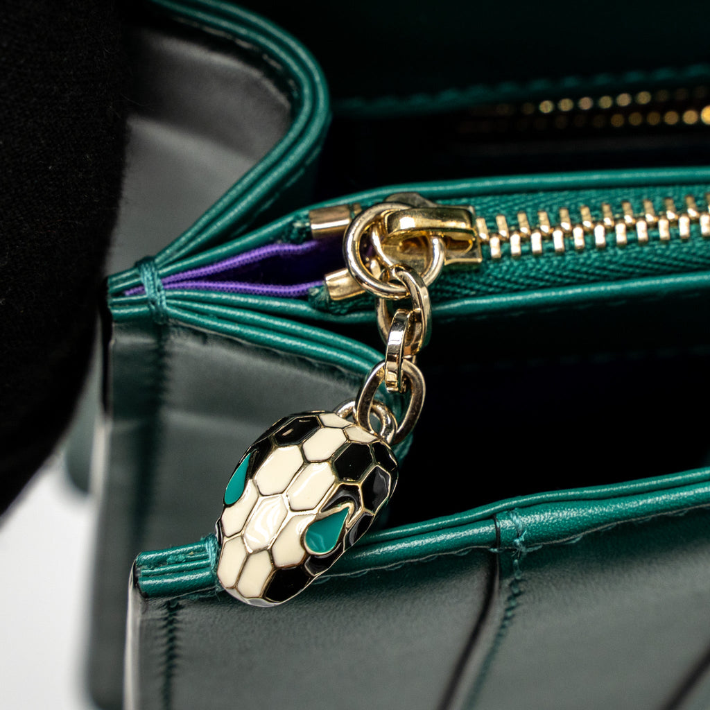 BVLGARI SERPENTI FOREVER SHOULDER BAG CALFSKIN GREEN LGHW