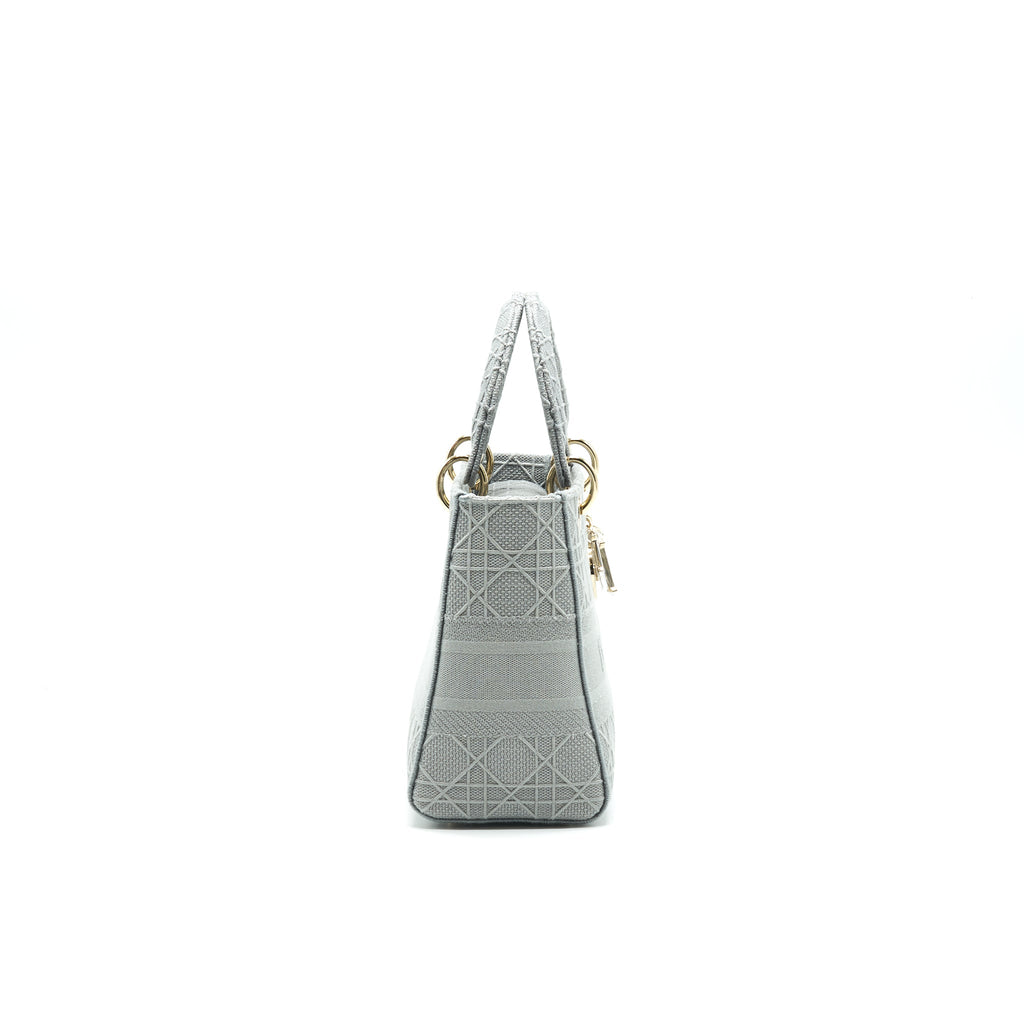 CHRISTIAN DIOR CANNAGE CANVAS MEDIUM LADY DIOR GREY