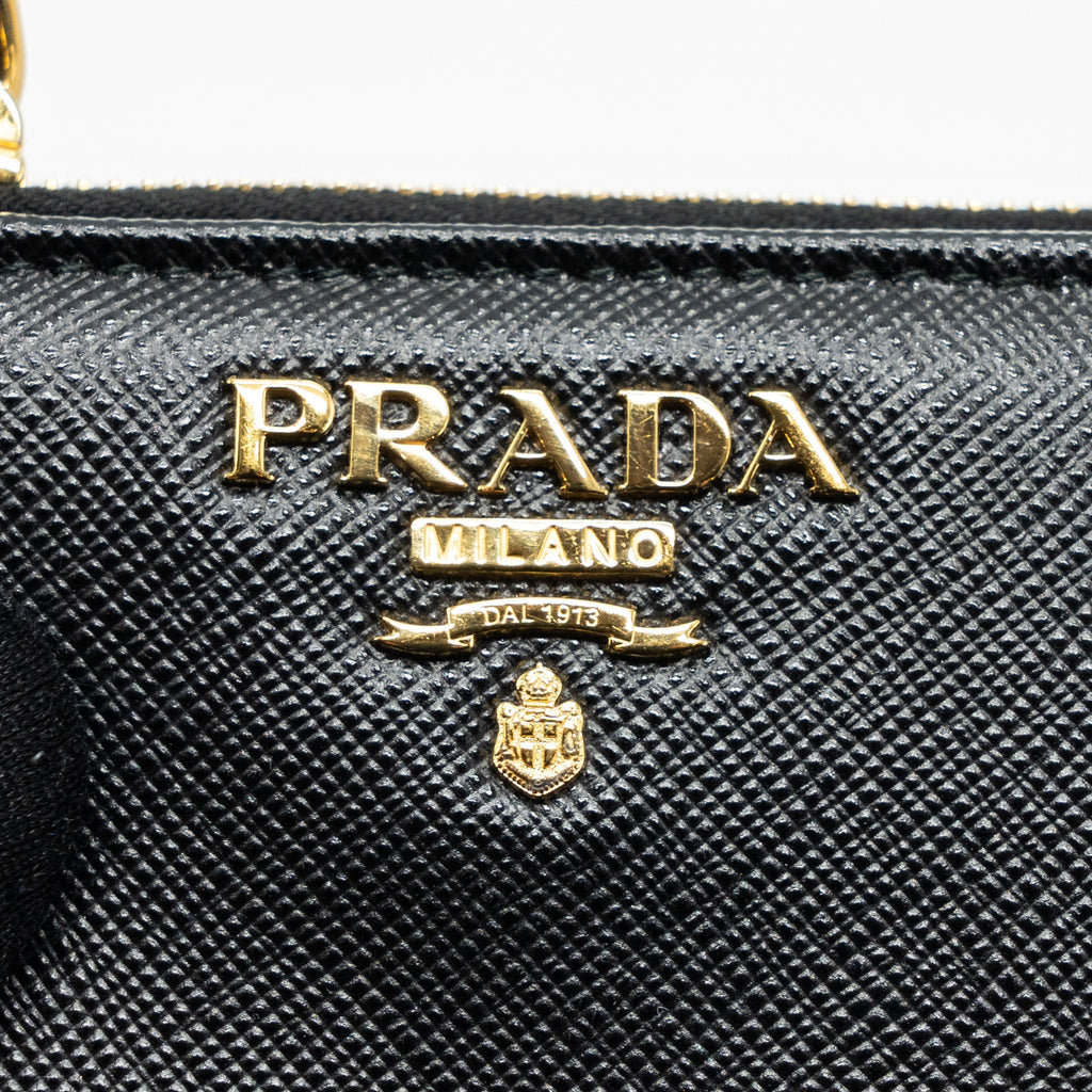PRADA SMALL SAFFIANO LEATHER WALLET BLACK GHW