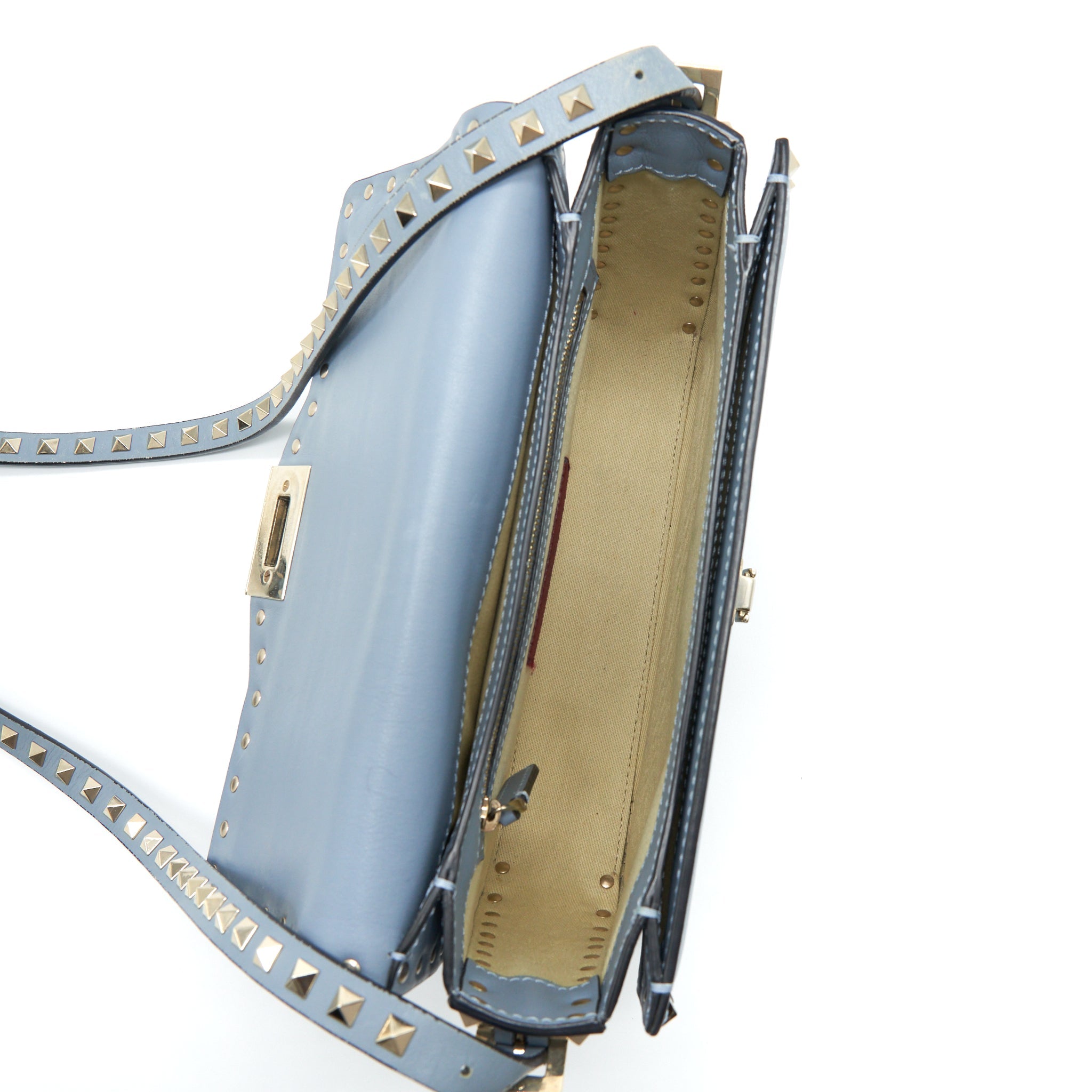 VALENTINO ROCKSTUD FLAP CROSSBODY BAG LIGHT BLUE LGHW