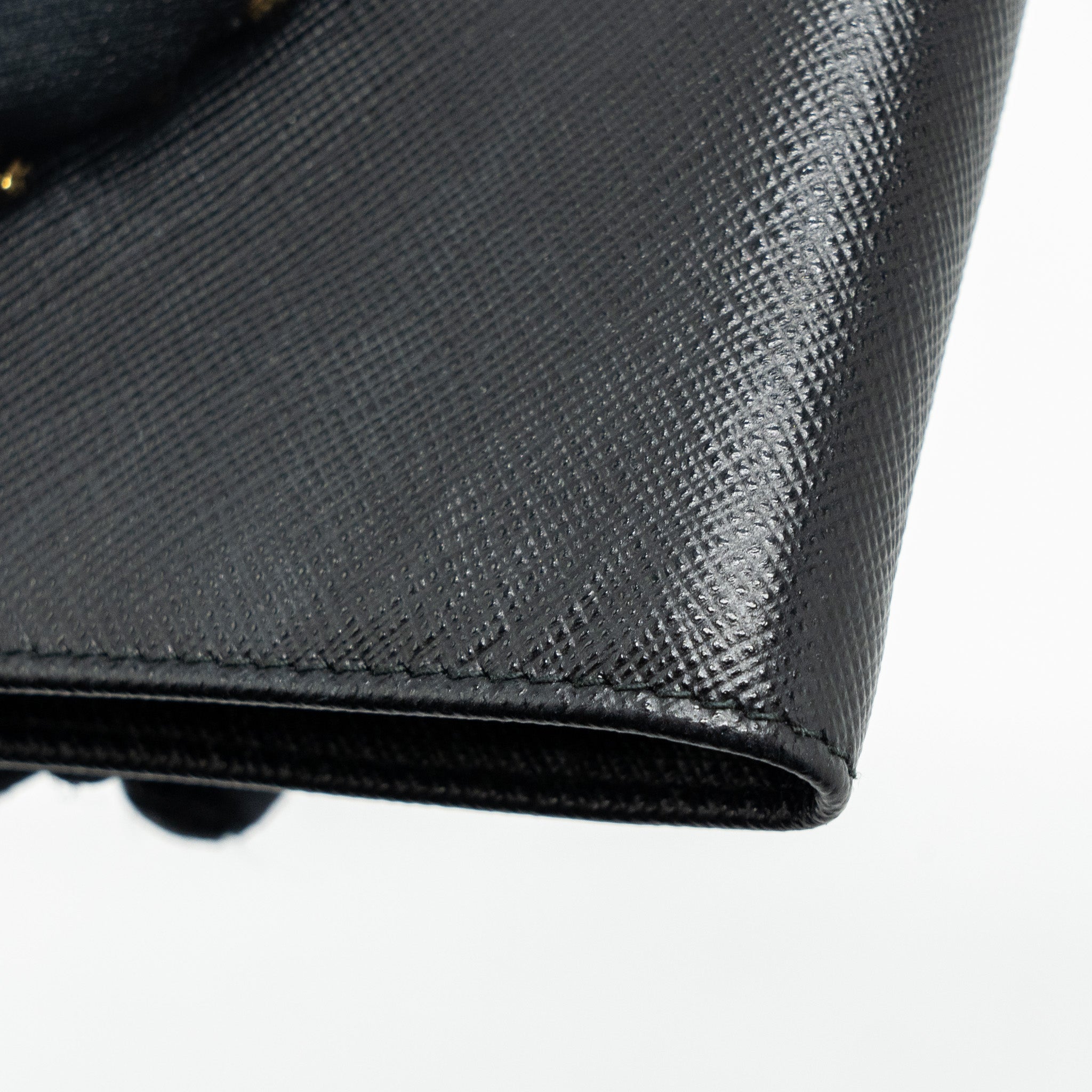 PRADA SMALL SAFFIANO LEATHER WALLET BLACK GHW