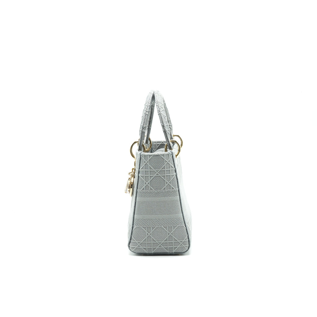 CHRISTIAN DIOR CANNAGE CANVAS MEDIUM LADY DIOR GREY