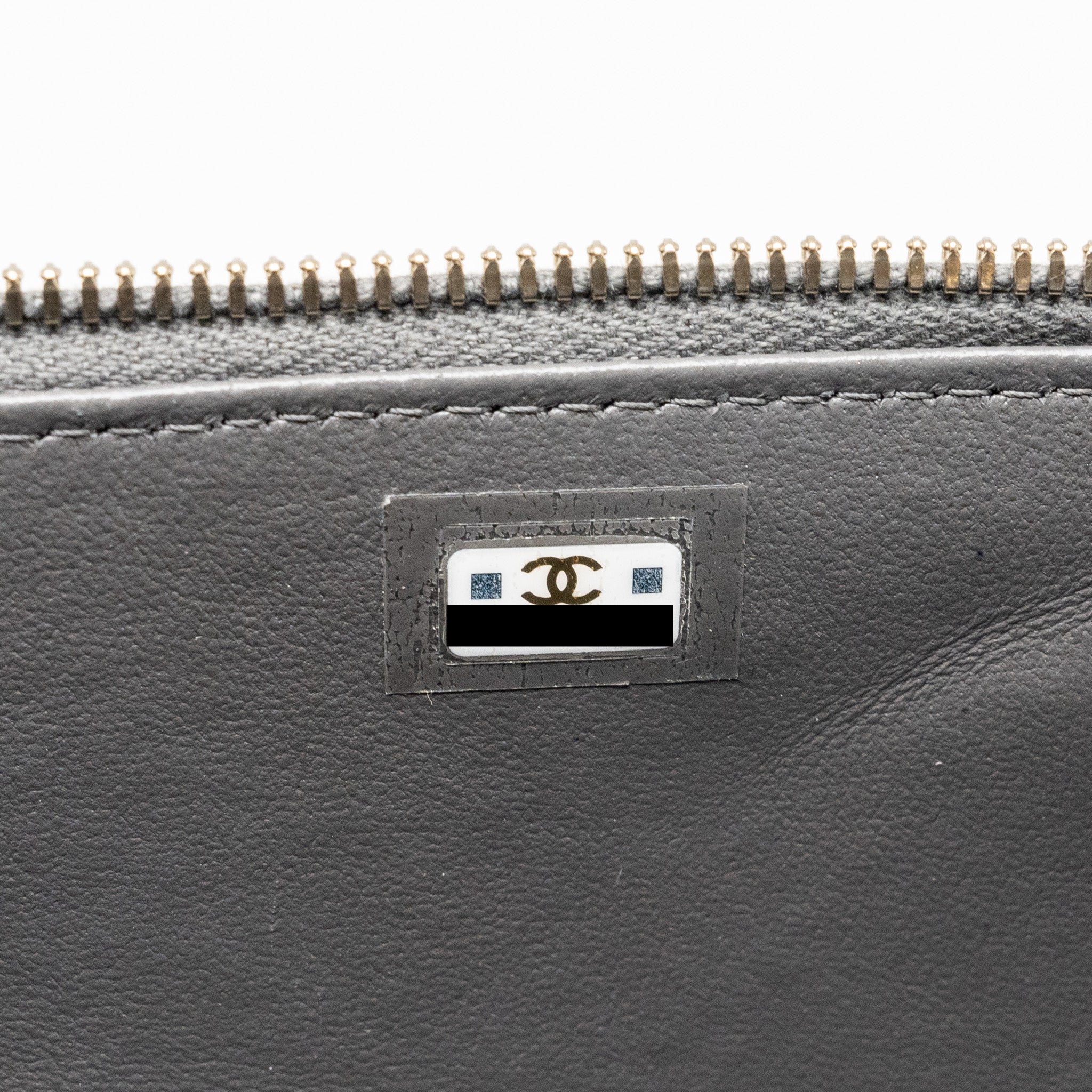 CHANEL LONG VANITY CASE LAMBSKIN GREY LGHW (MICROCHIP)