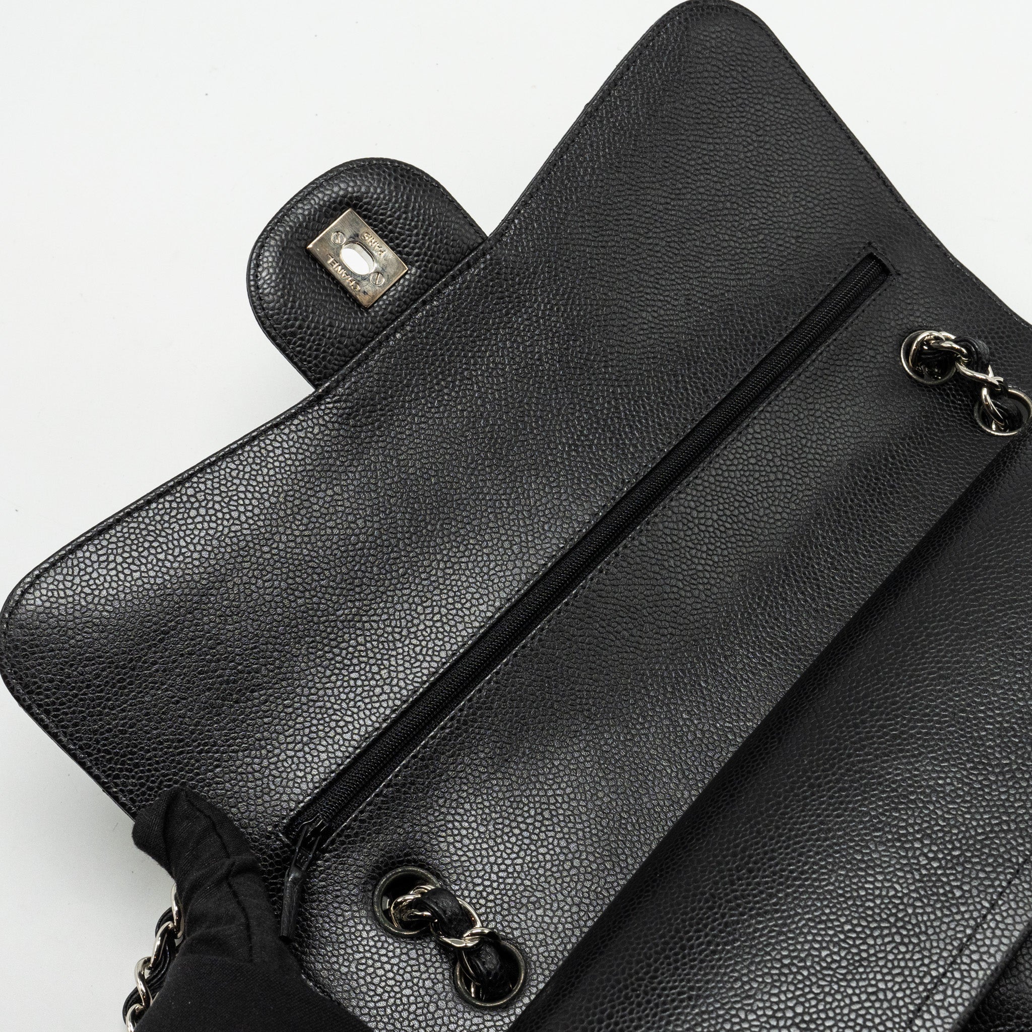 CHANEL JUMBO CLASSIC DOUBLE FLAP BAG CAVIAR BLACK SHW