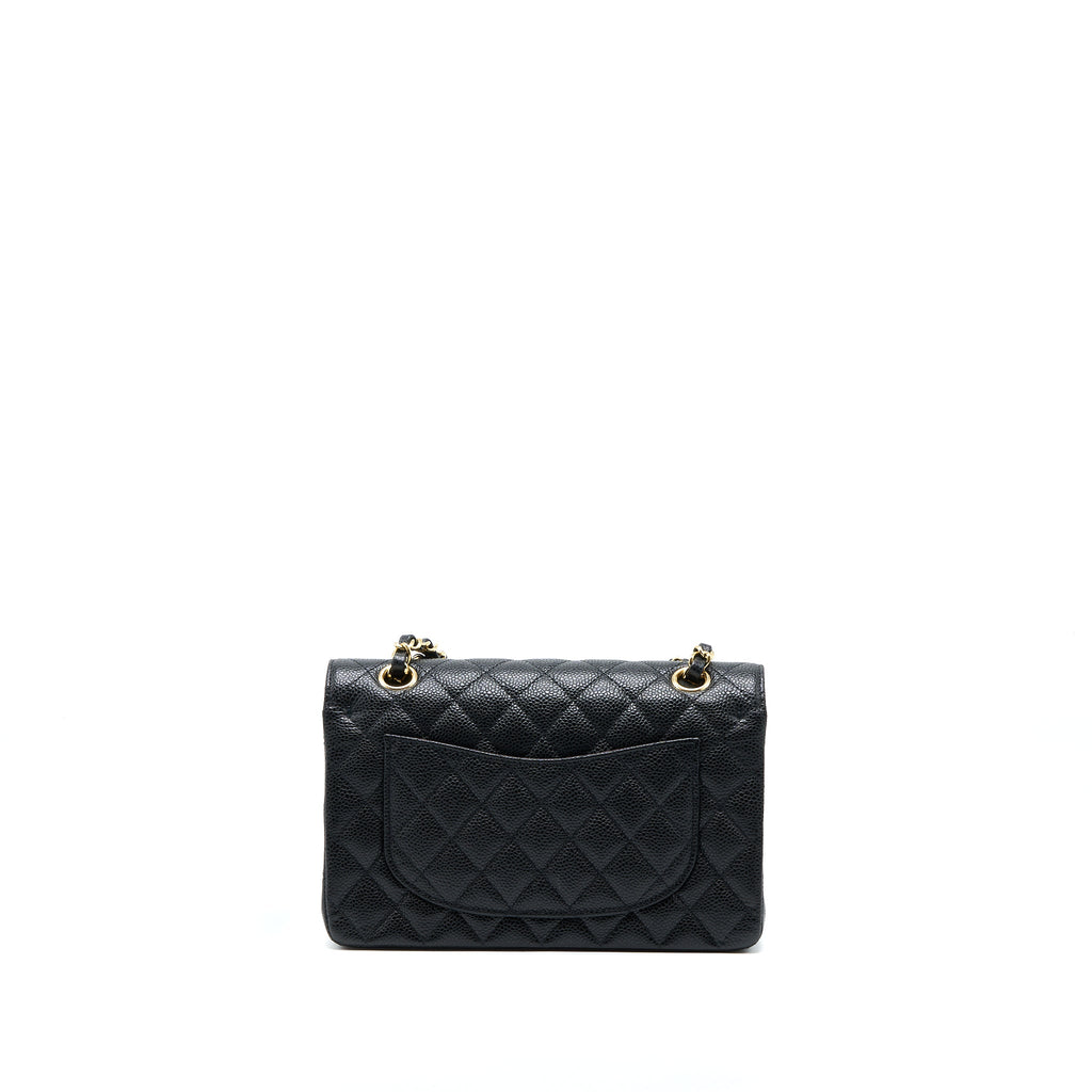 CHANEL SMALL CLASSIC DOUBLE FLAP BAG CAVIAR BLACK GHW (MICROCHIP)
