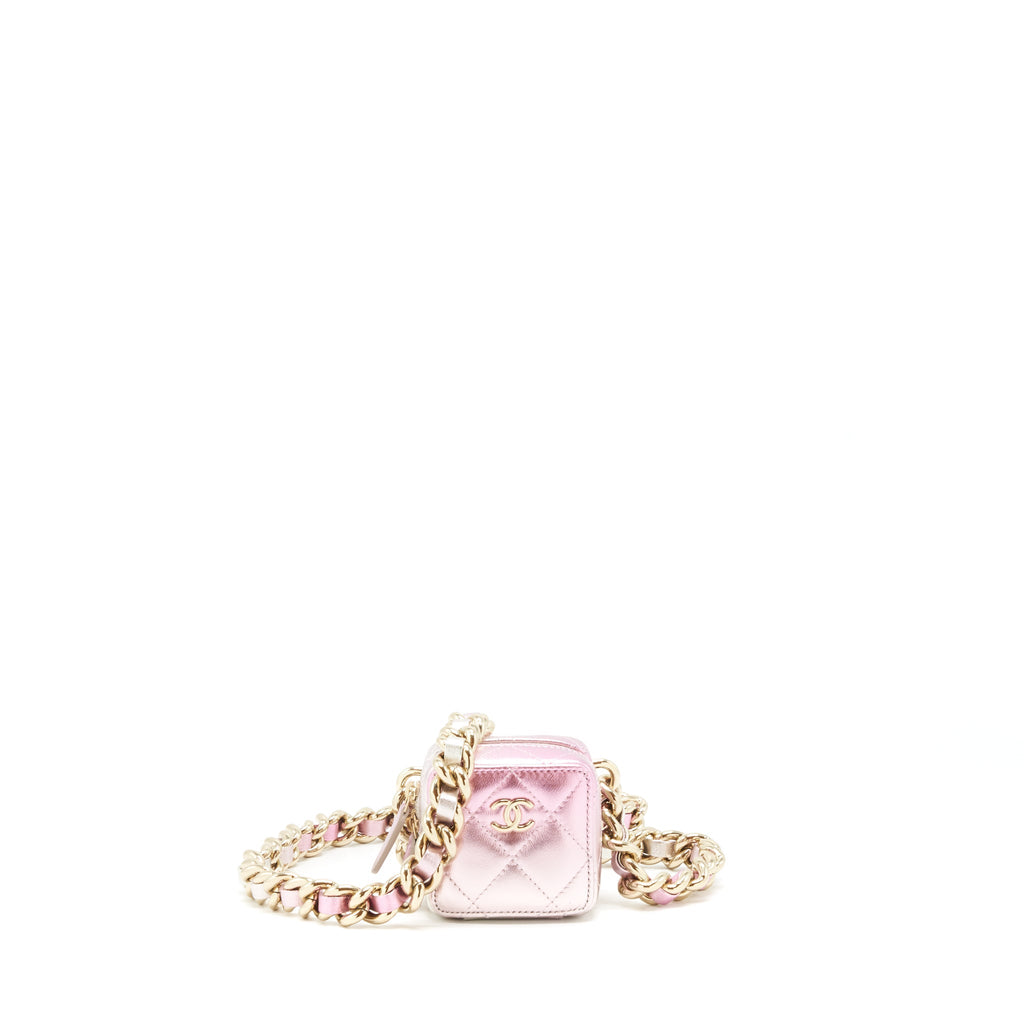 CHANEL MINI VANITY WITH GIANT CHAIN IRIDESCENT PINK LGHW