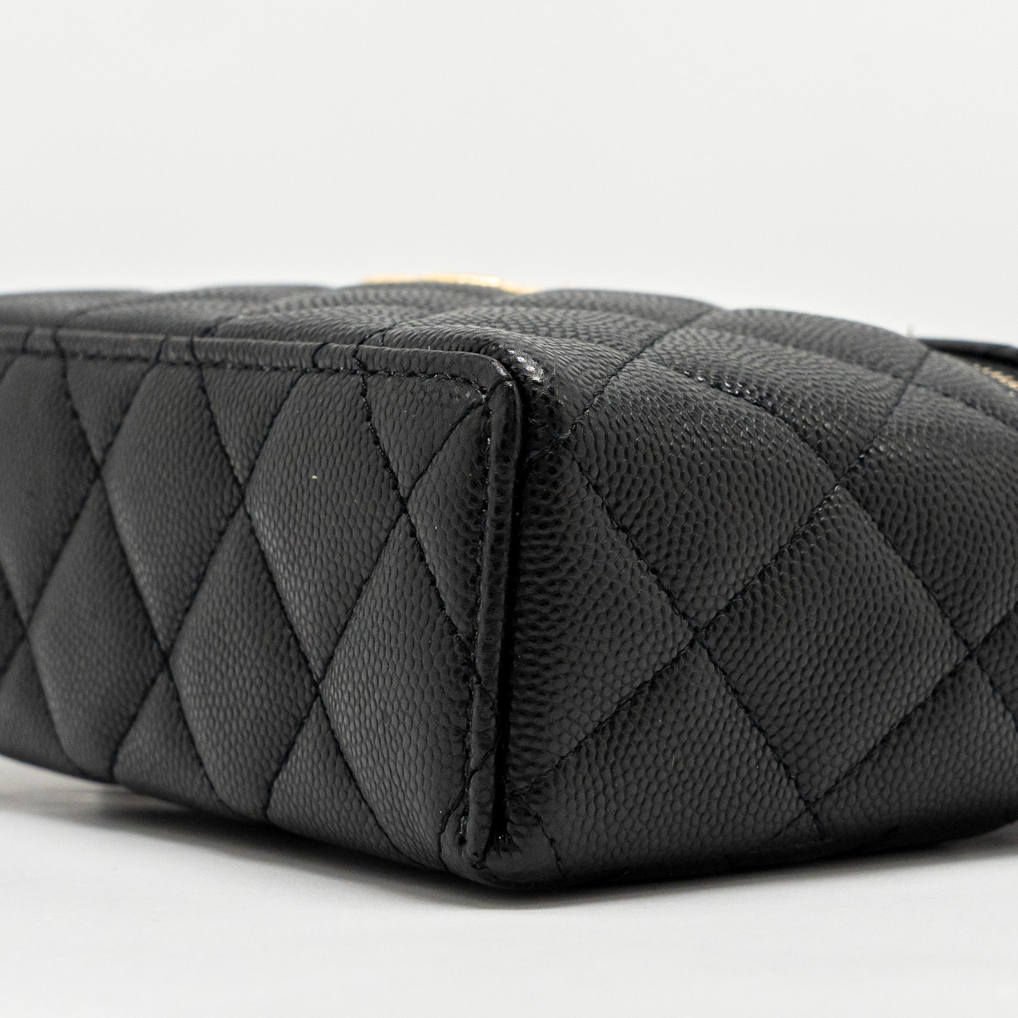 CHANEL TOP HANDLE VANITY BAG CAVIAR BLACK GHW (MICROCHIP)