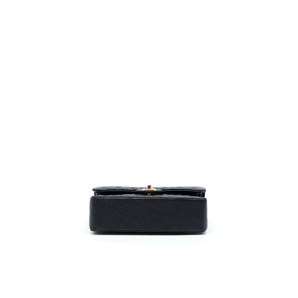 CHANEL SMALL CLASSIC DOUBLE FLAP BAG CAVIAR BLACK GHW (MICROCHIP)