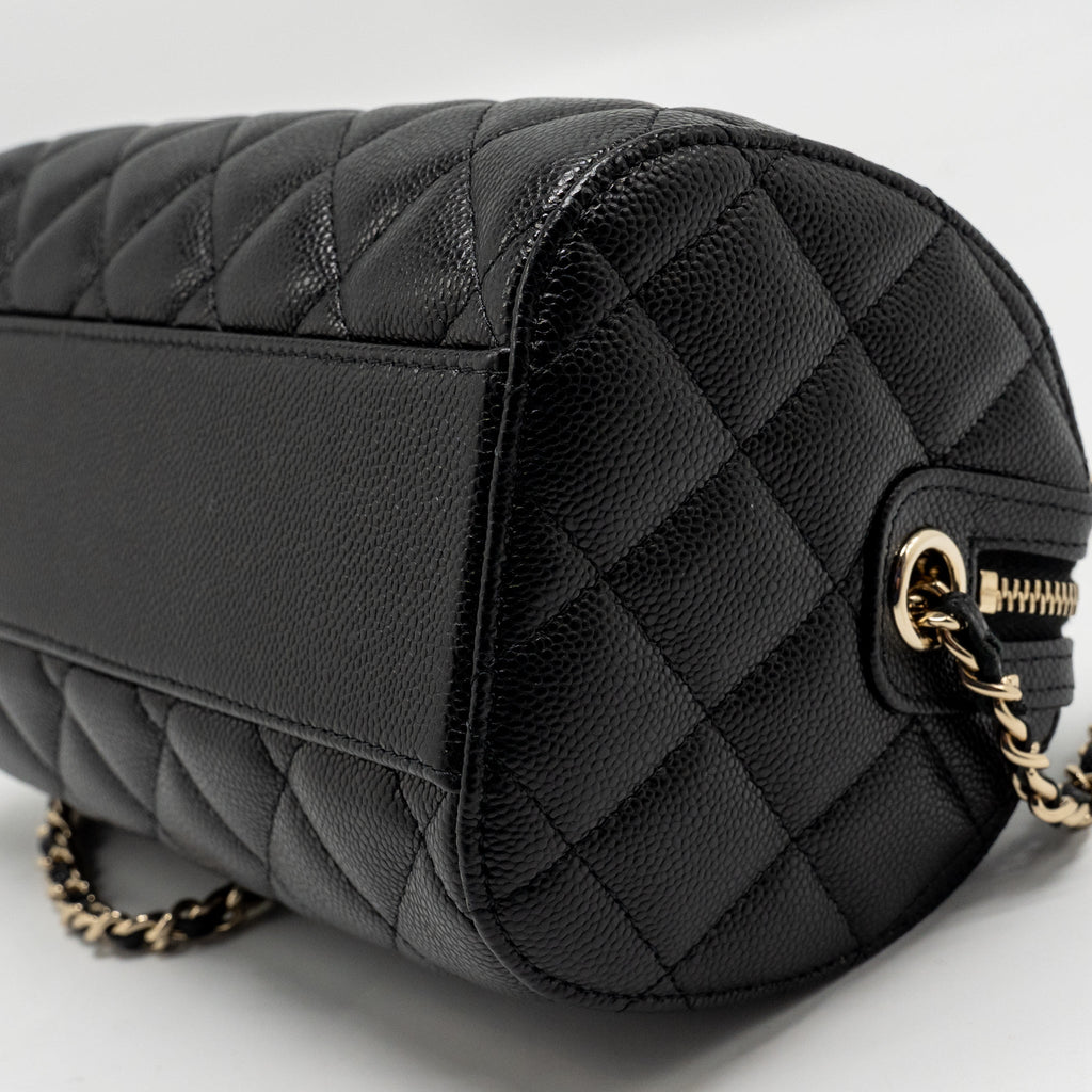 CHANEL 25P MINI BOWLING BAG CAVIAR BLACK LGHW (MICROCHIP)