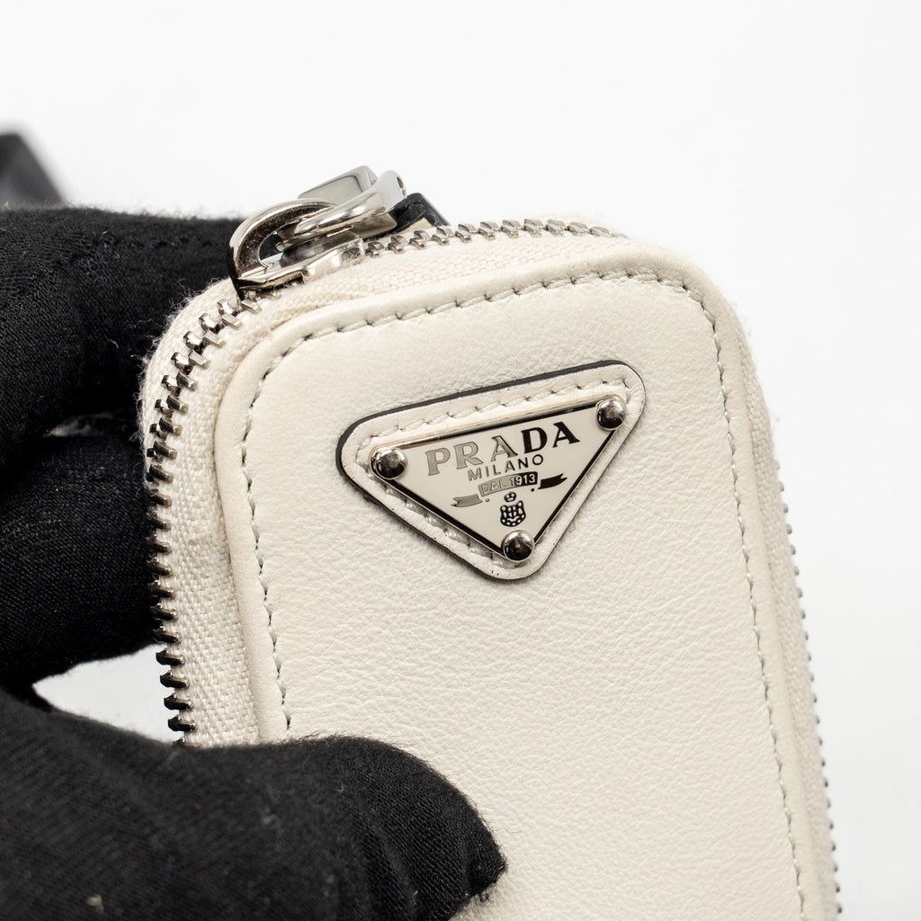 PRADA TRIANGLE SHOULDER BAG LEATHER WHITE SHW