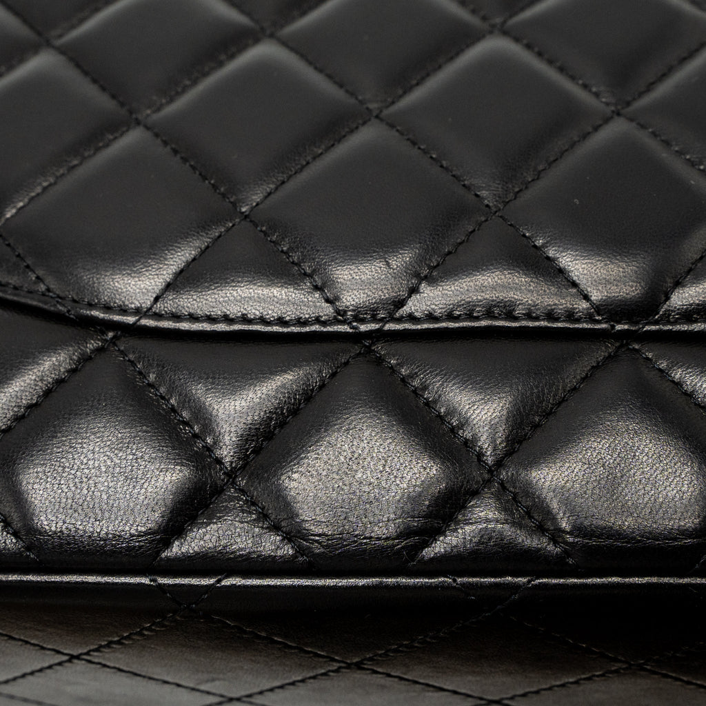 CHANEL MAXI CLASSIC SINGLE FLAP BAG LAMBSKIN BLACK GHW