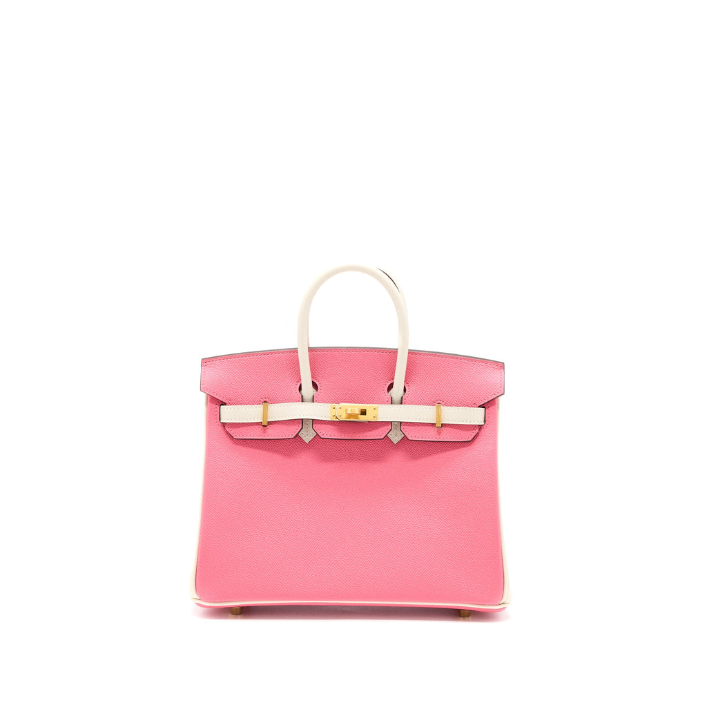 HERMES BIRKIN 25 SPECIAL ORDER EPSOM ROSE AZALEE/CRAIE WITH BRUSHED GHW