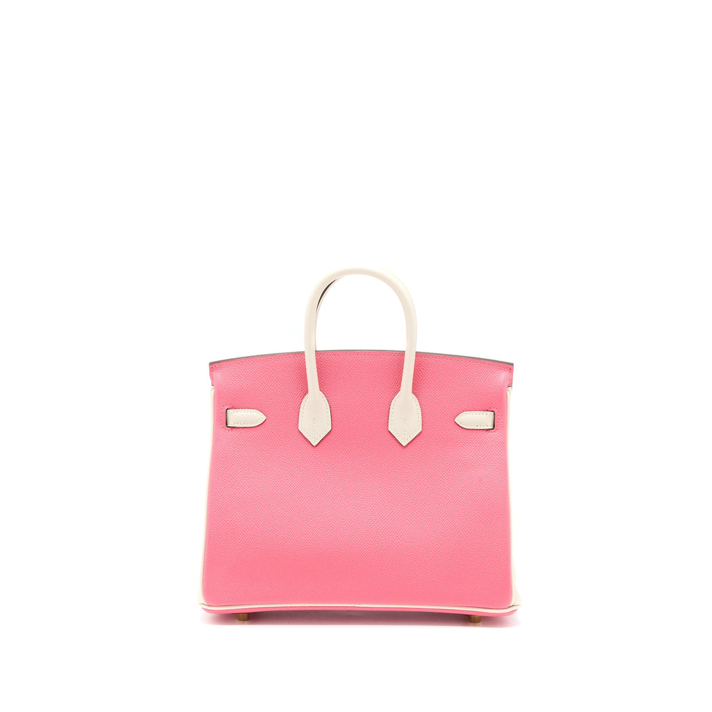 HERMES BIRKIN 25 SPECIAL ORDER EPSOM ROSE AZALEE/CRAIE WITH BRUSHED GHW