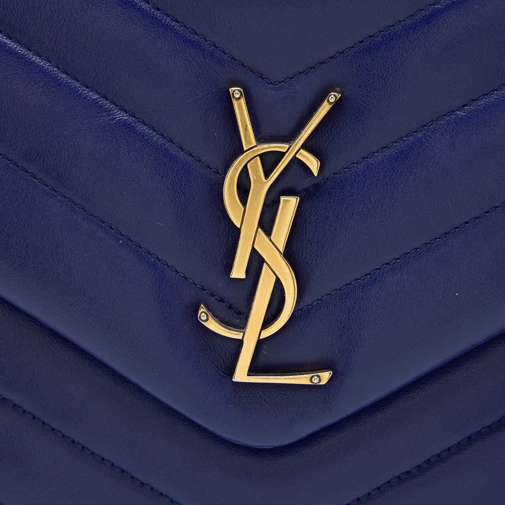 SAINT LAURENT/YSL MEDIUM LOULOU SHOULDER BAG CALFSKIN BLUE GHW