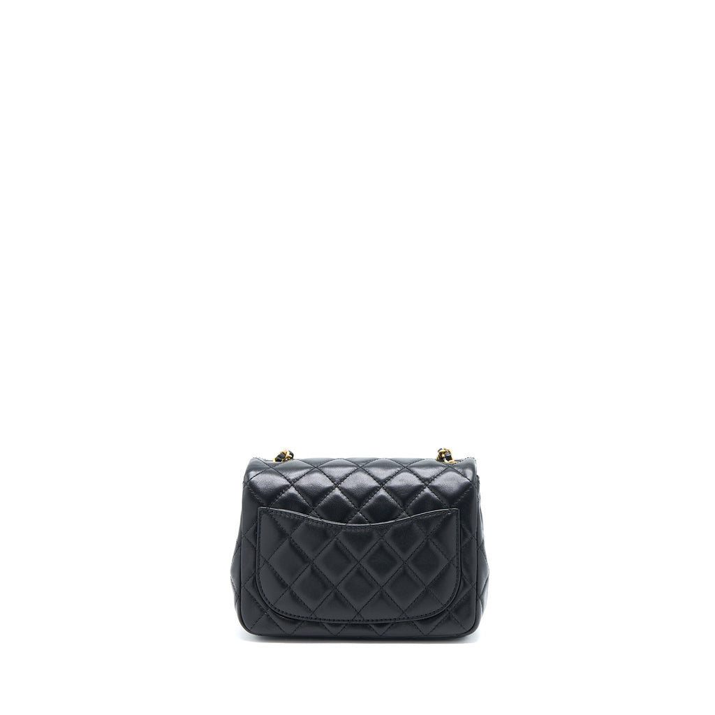 CHANEL 22S PEARL CRUSH MINI SQUARE FLAP BAG LAMBSKIN BLACK GHW(MICROCHIP)