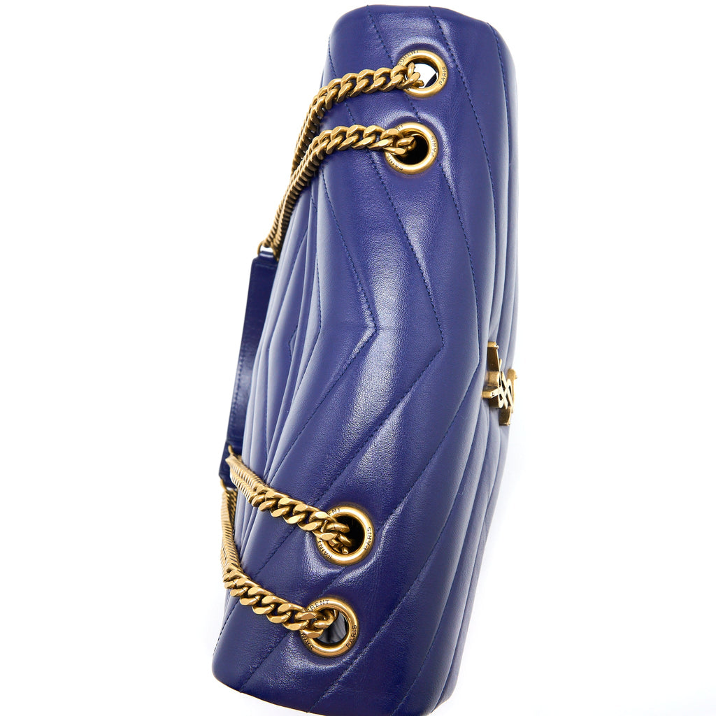 SAINT LAURENT/YSL MEDIUM LOULOU SHOULDER BAG CALFSKIN BLUE GHW