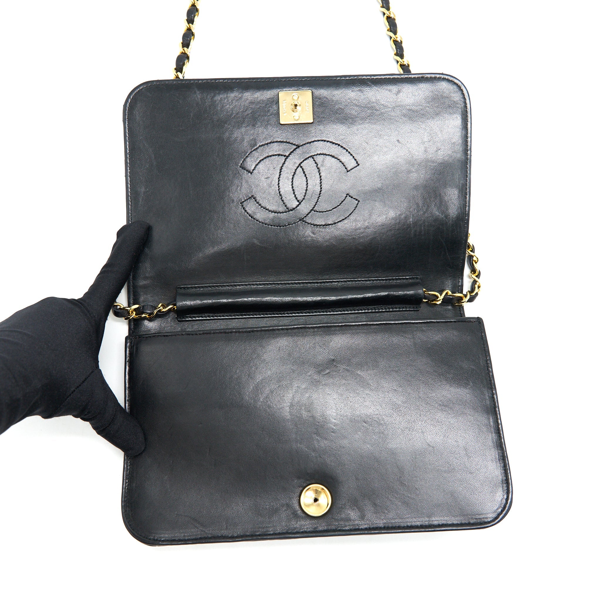 CHANEL VINTAGE QUILTED LAMBSKIN FLAP SHOULDER BAG