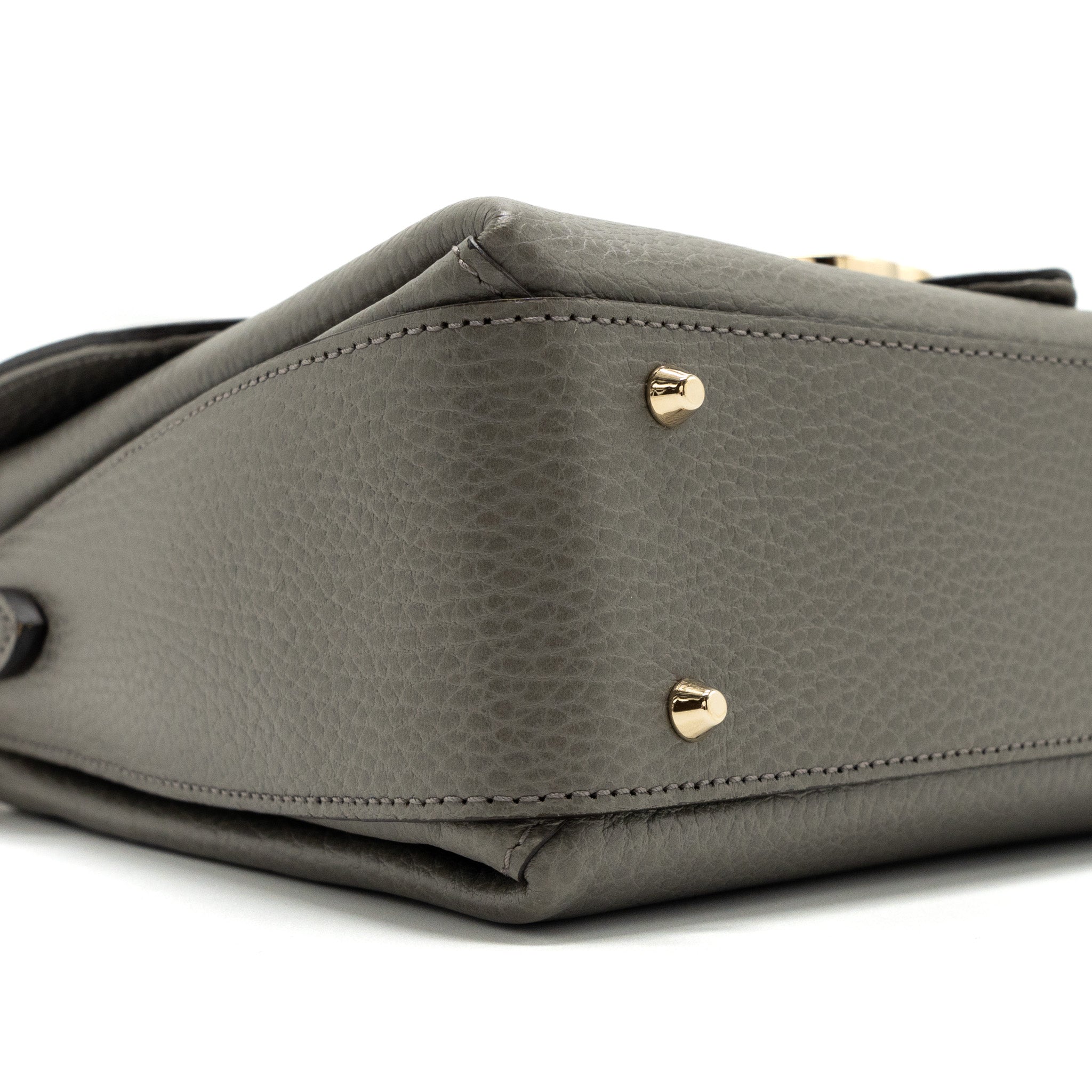 GUCCI TOP HANDLE MESSANGER BAG CALFSKIN GREY LGHW
