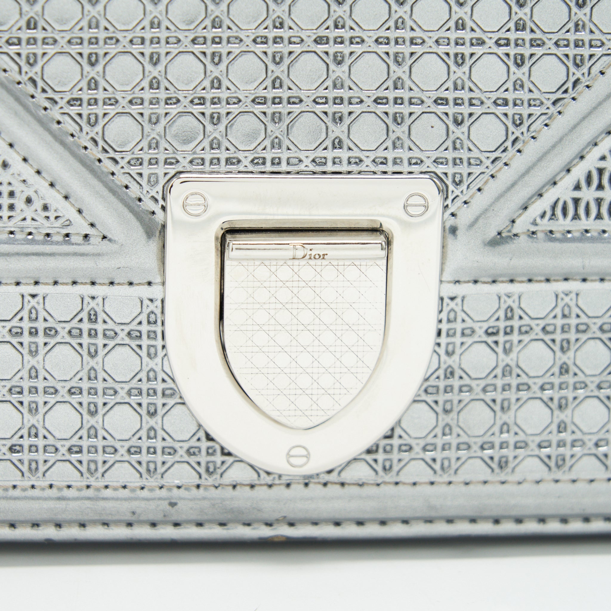 DIOR MEDIUM DIORMA METALLIC SILVER WITH SHW
