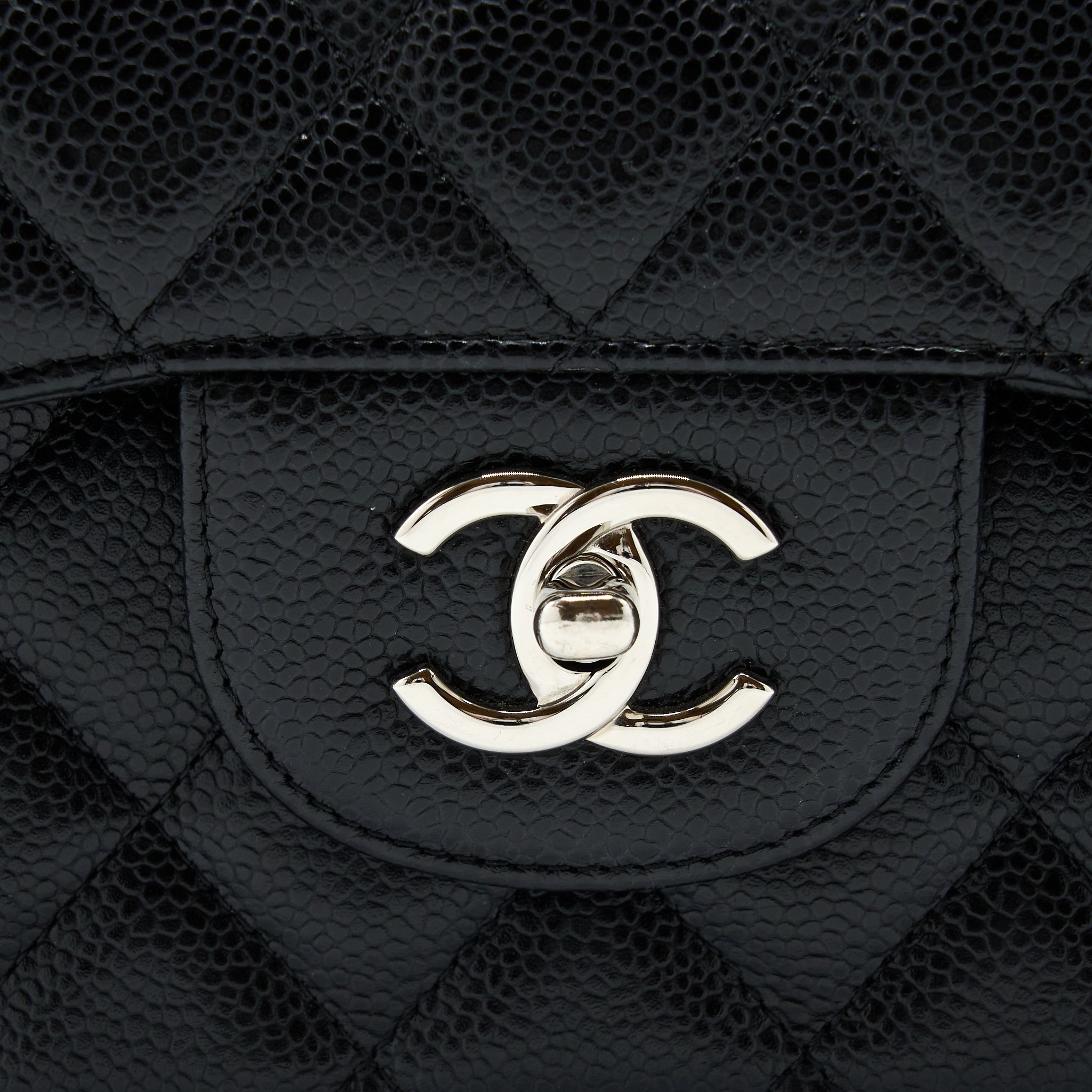 CHANEL JUMBO CLASSIC DOUBLE FLAP BAG CAVIAR BLACK SHW
