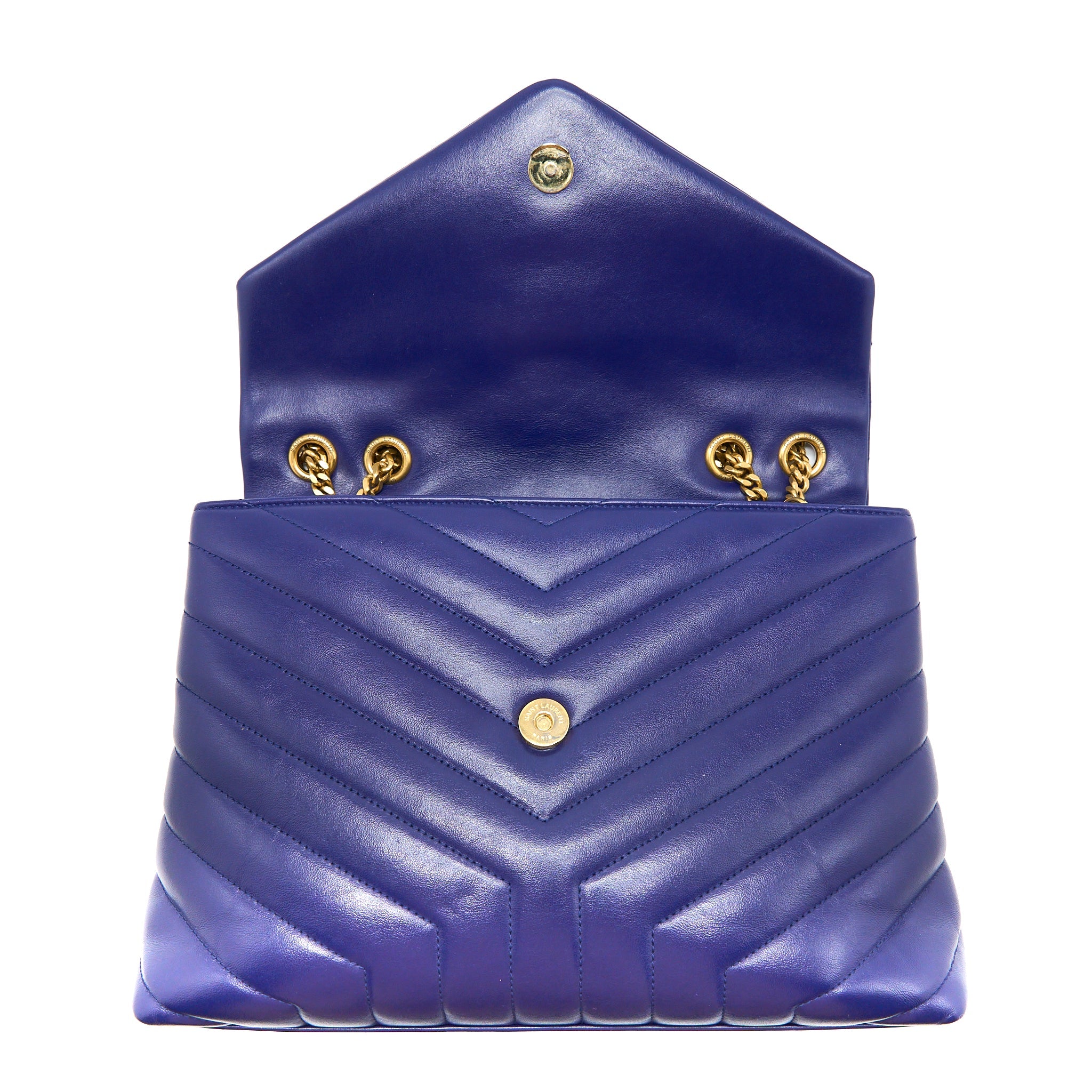 SAINT LAURENT/YSL MEDIUM LOULOU SHOULDER BAG CALFSKIN BLUE GHW
