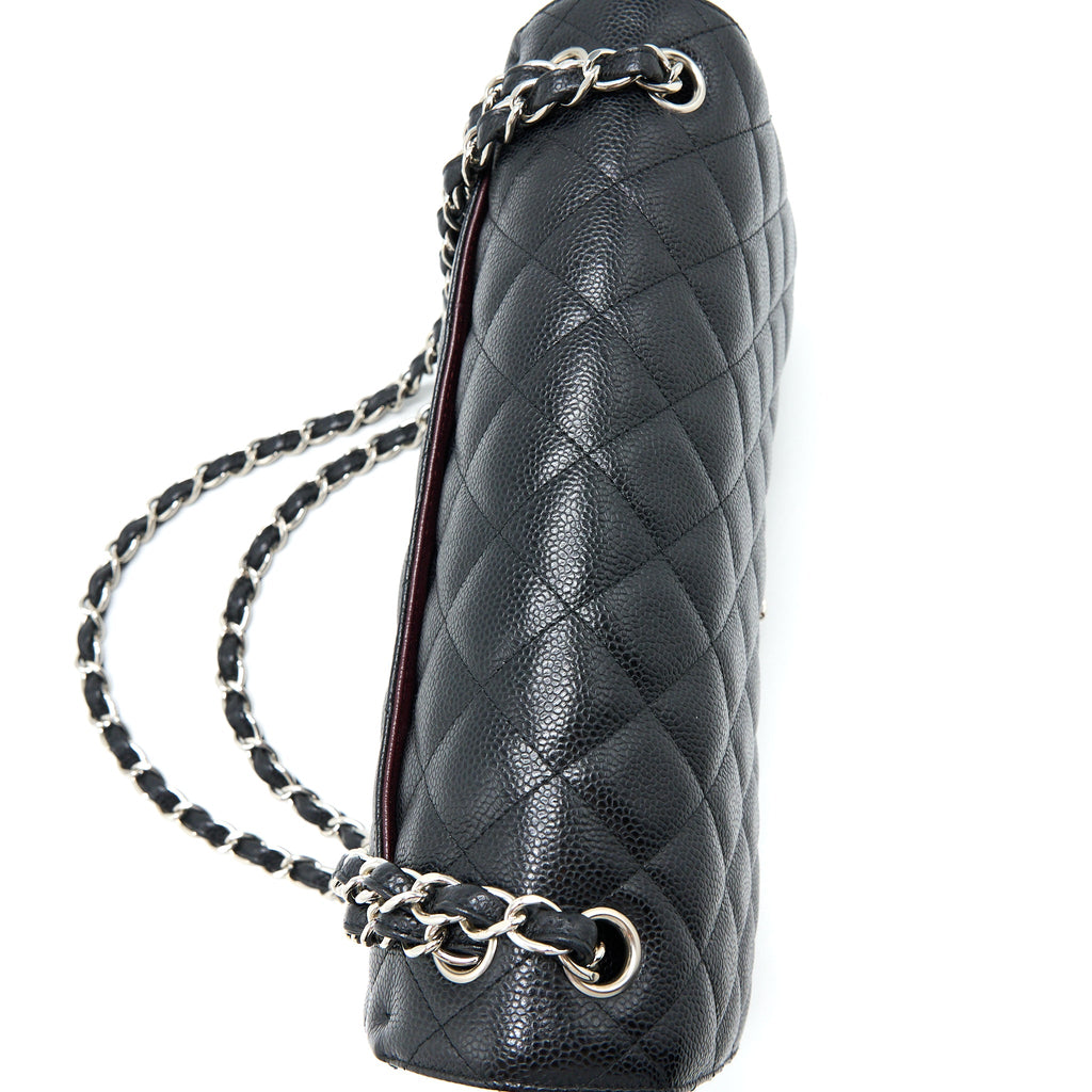 CHANEL JUMBO CLASSIC DOUBLE FLAP BAG CAVIAR BLACK SHW