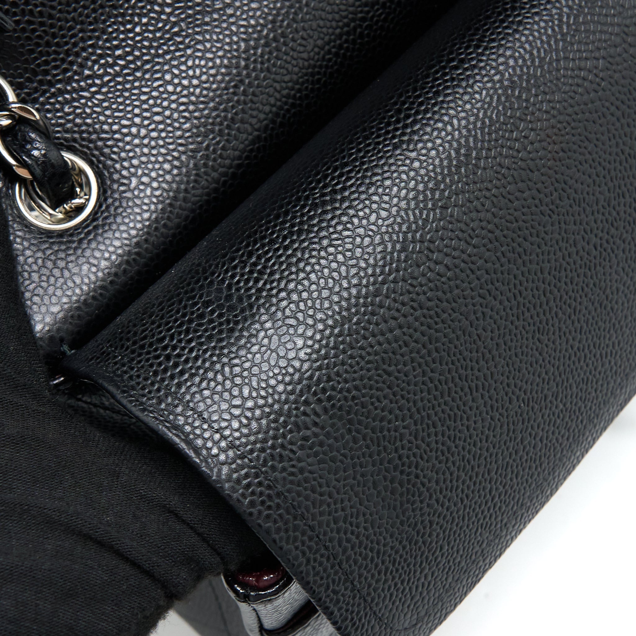 CHANEL JUMBO CLASSIC DOUBLE FLAP BAG CAVIAR BLACK SHW