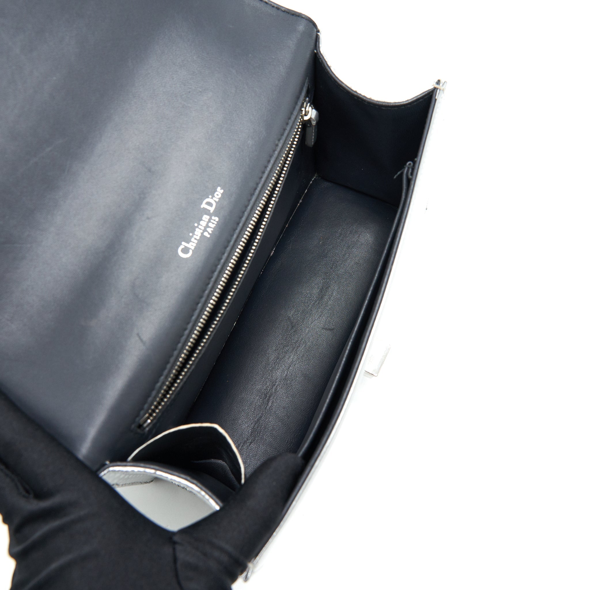 DIOR MEDIUM DIORMA METALLIC SILVER WITH SHW