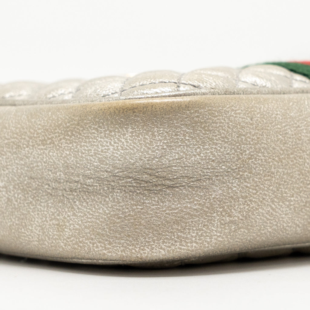 GUCCI GG OPHIDIA CROSSBODY BAG CALFSKIN METALLIC SILVER GHW